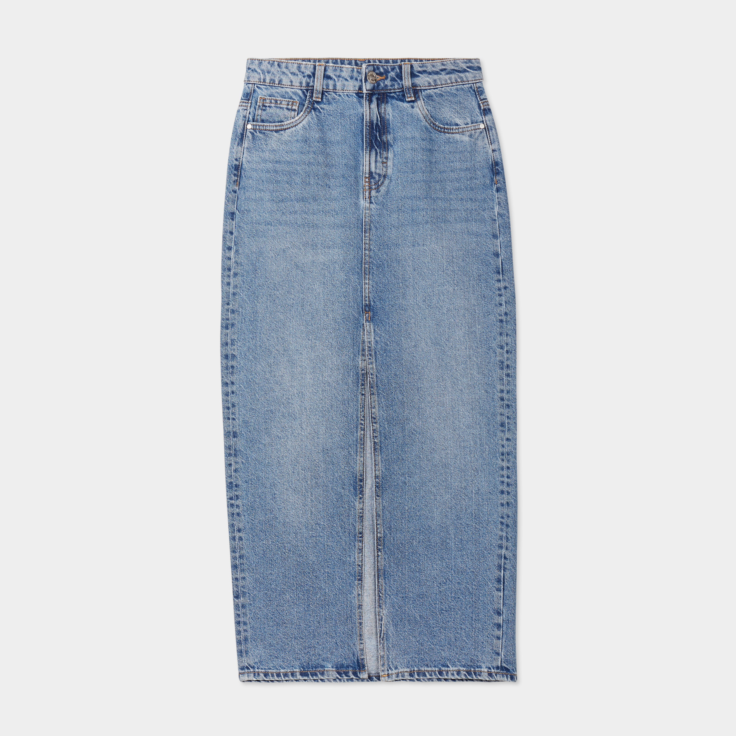 jupe en jean midi fendue denim double stone femme Jupe en jean midi fendue denim double stone femme