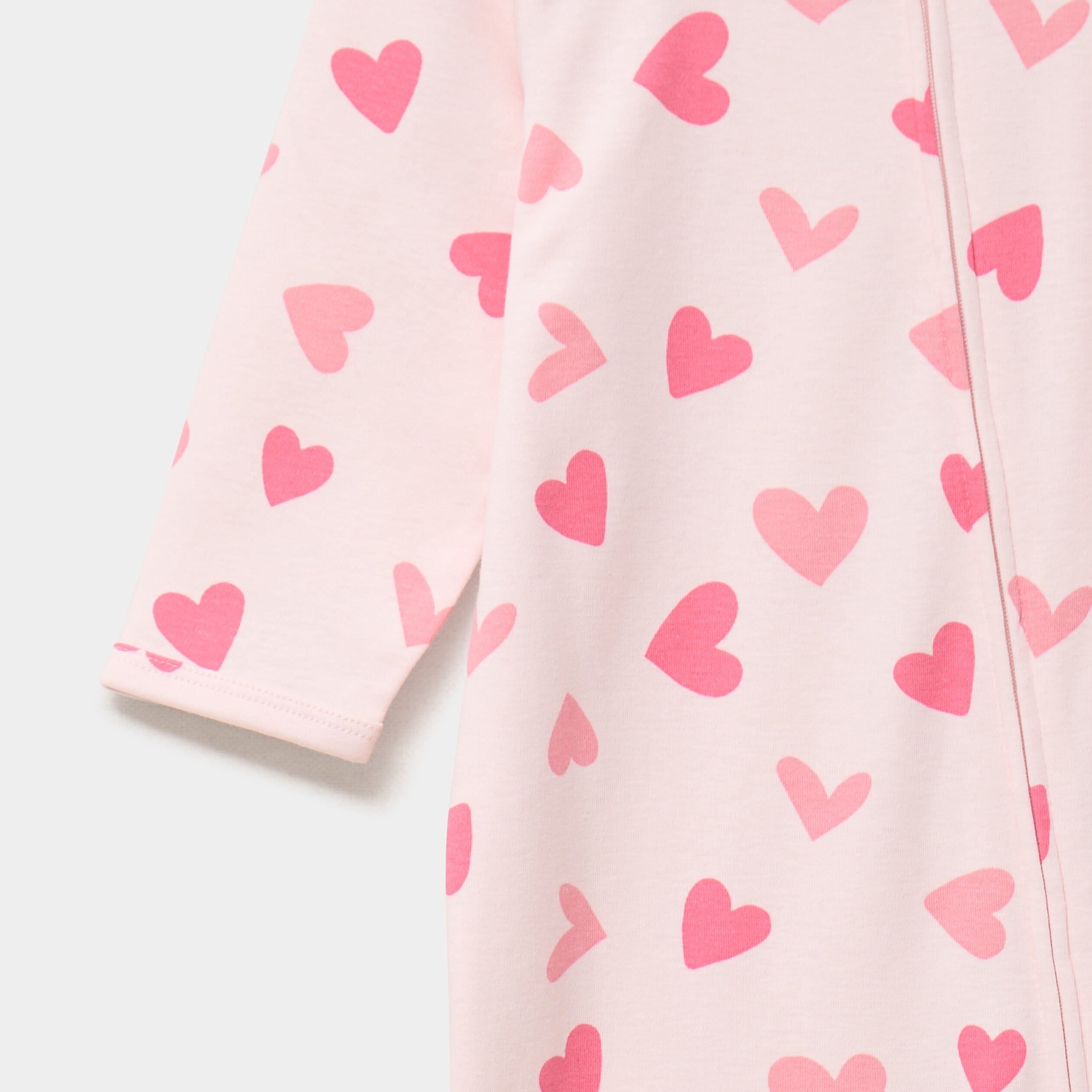 Dors-bien coton manches longues zipp&eacute; rose clair b&eacute;b&eacute;