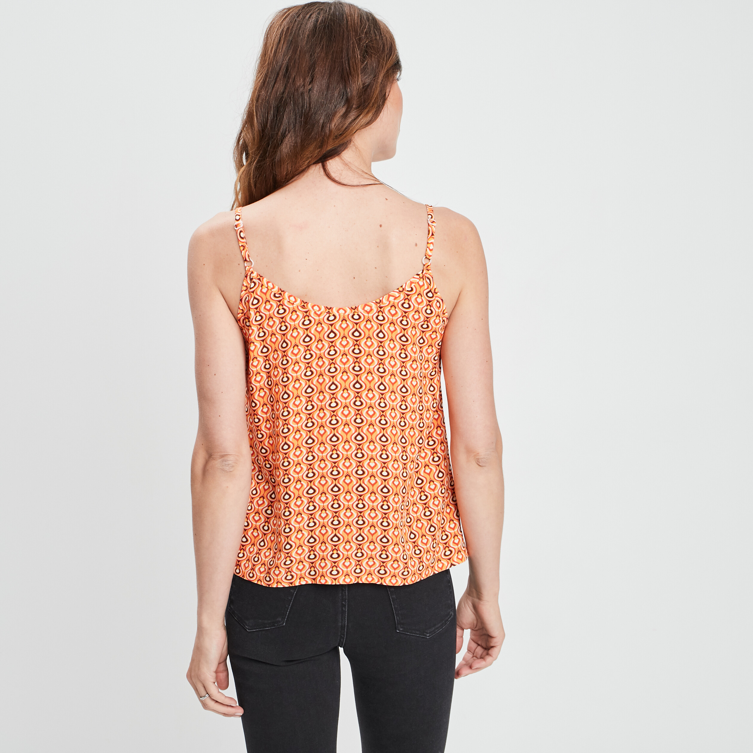 Caraco bretelles fines orange femme
