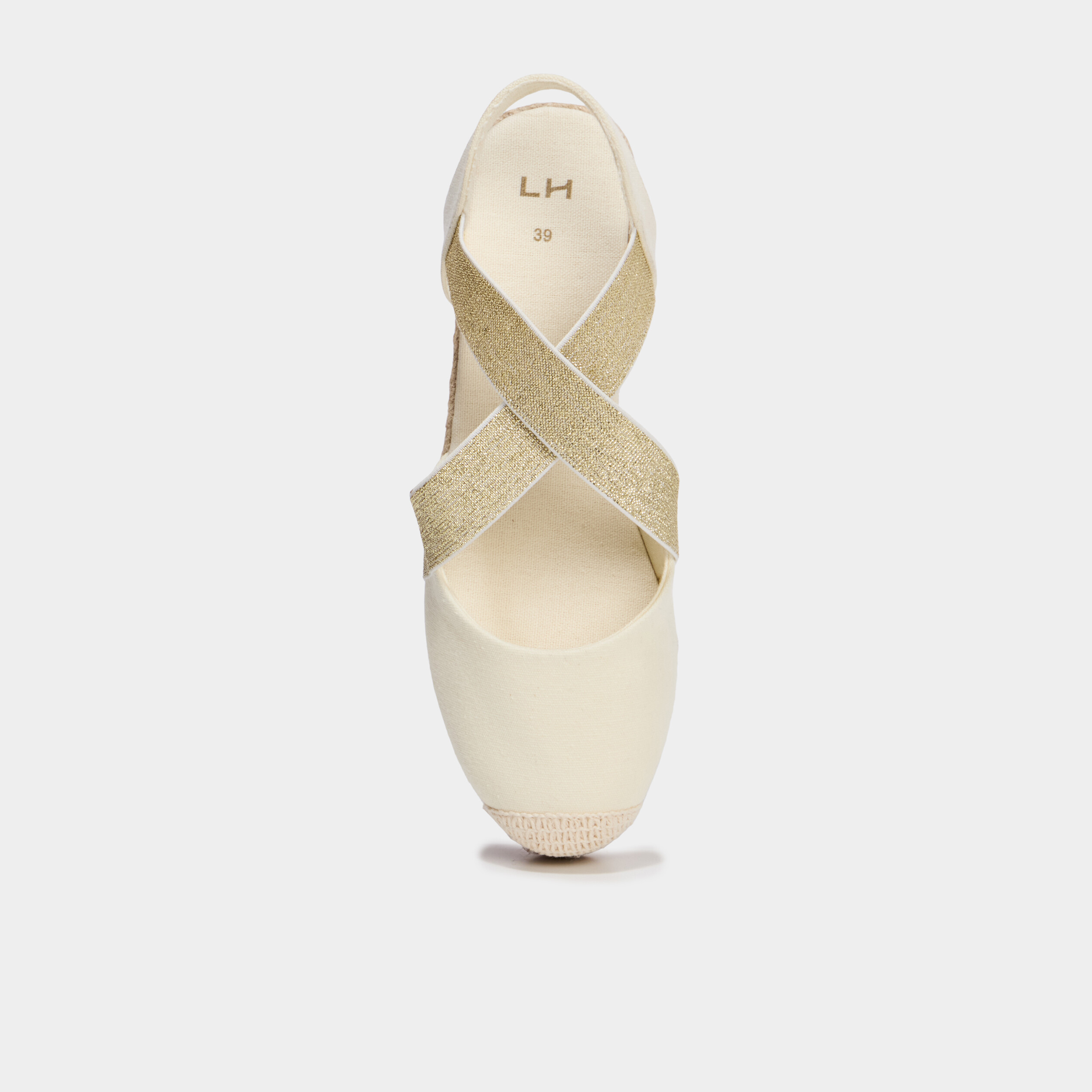 Sandales espadrilles compens&eacute;es en corde sable femme