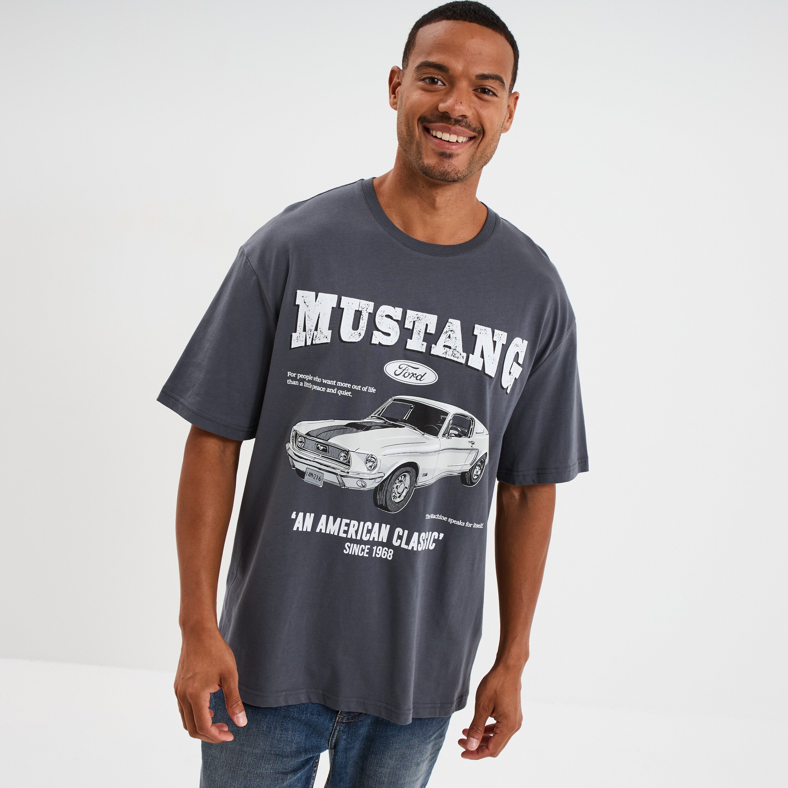 t shirt manches courtes coton mustang gris fonce homme T-shirt manches courtes coton Mustang gris foncé homme