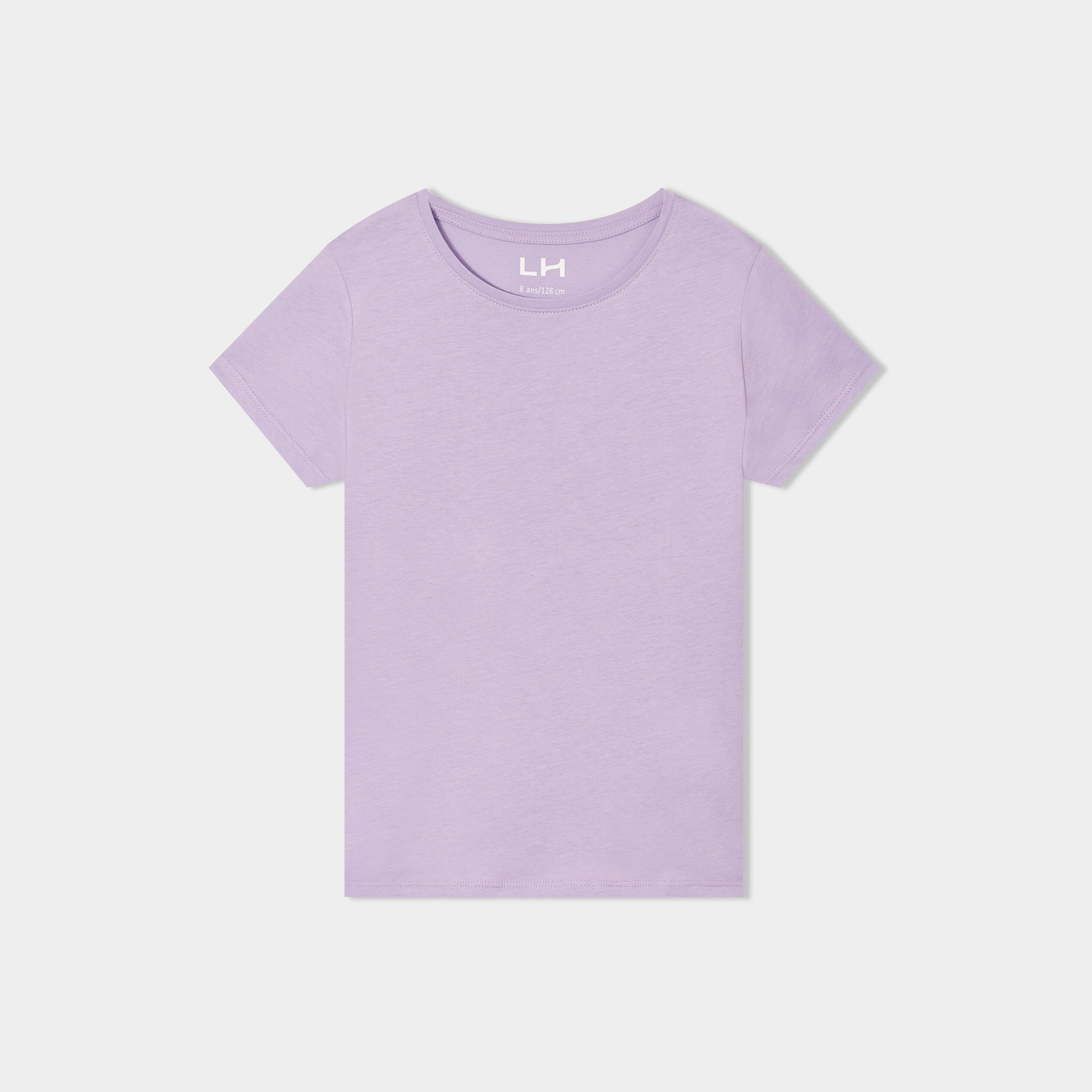 t shirt manches courtes en coton mauve fille T-shirt manches courtes en coton mauve fille