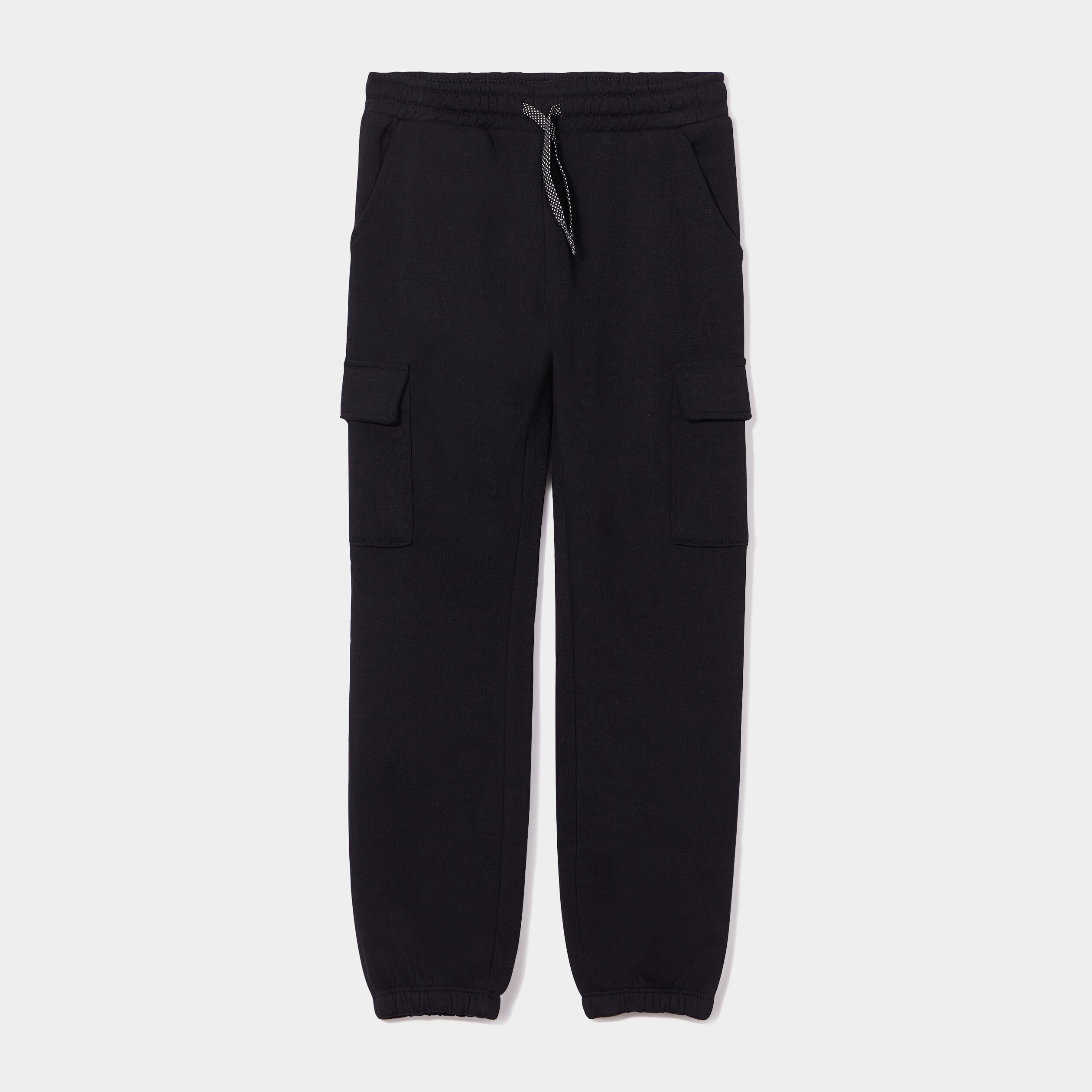 Pantalon de jogging cargo molletonn&eacute; noir fille