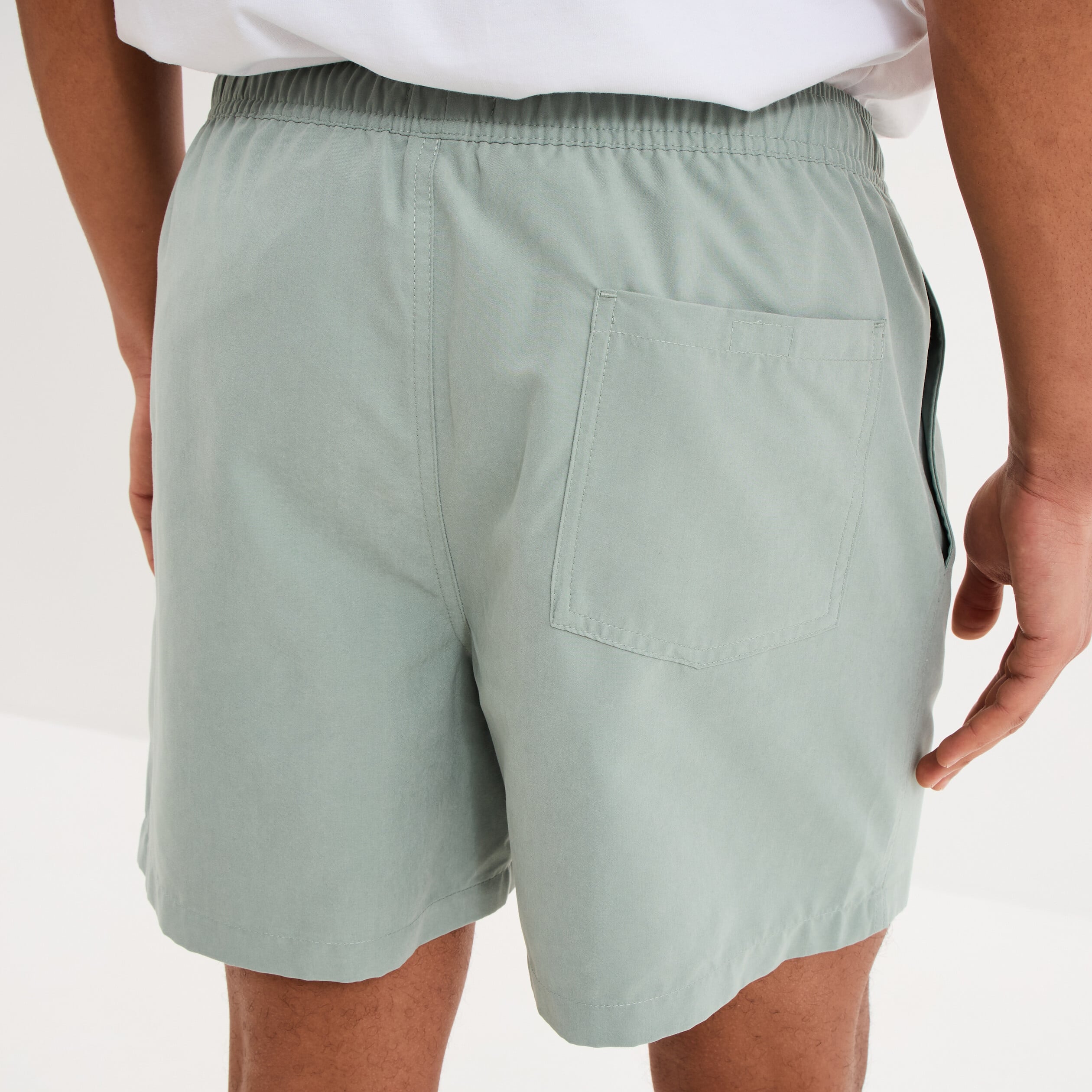 Short de bain droit taille &eacute;lastiqu&eacute;e vert pastel homme