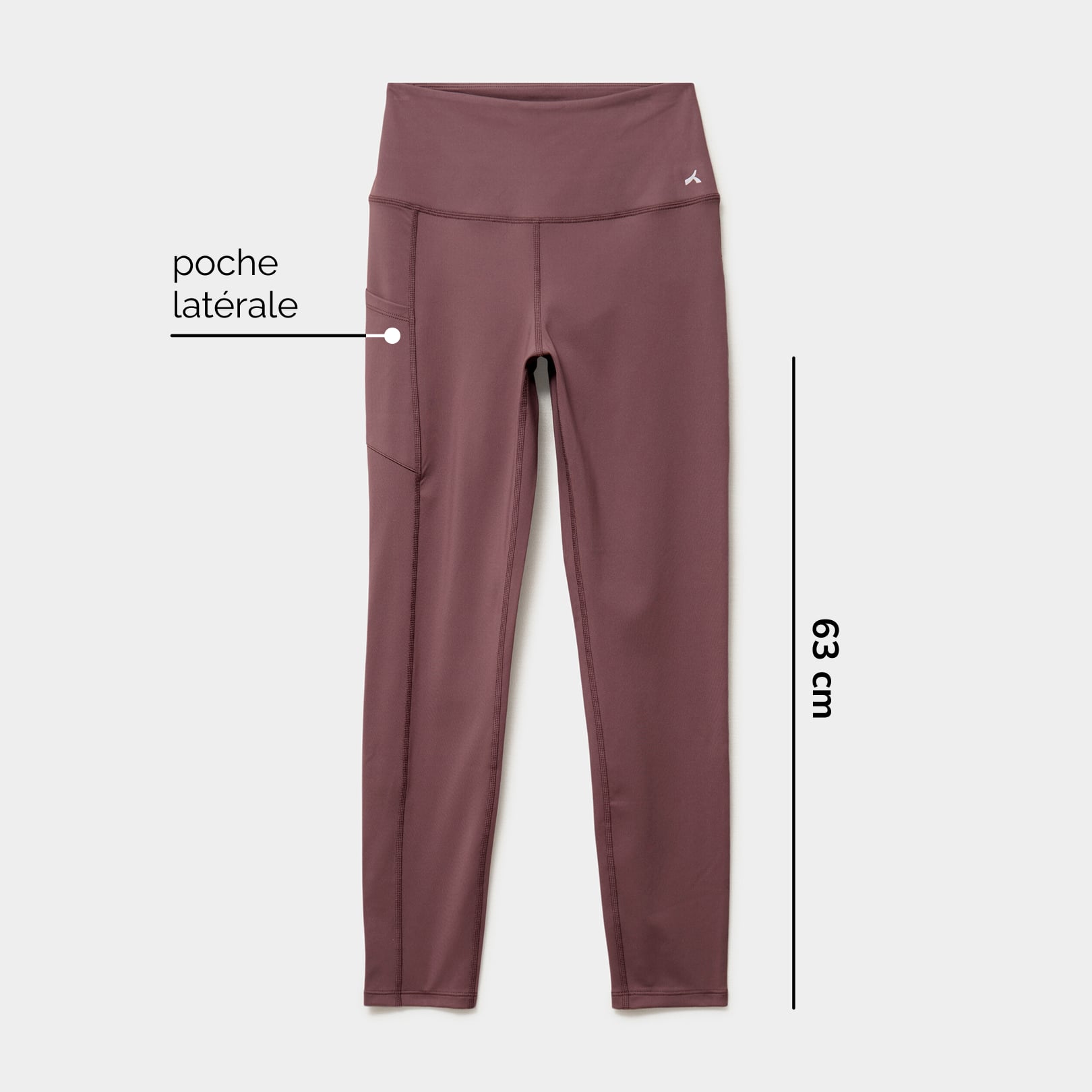 Legging de sport taille haute mauve femme