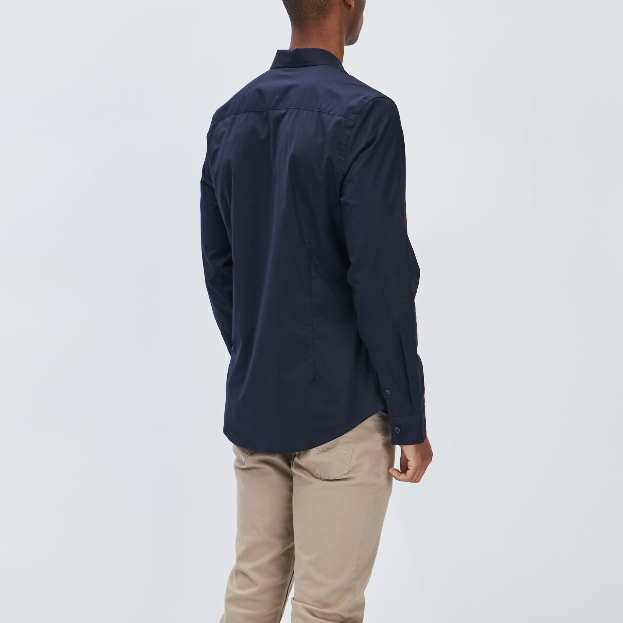 chemise stretch manches longues bleu marine homme Chemise stretch manches longues bleu marine homme