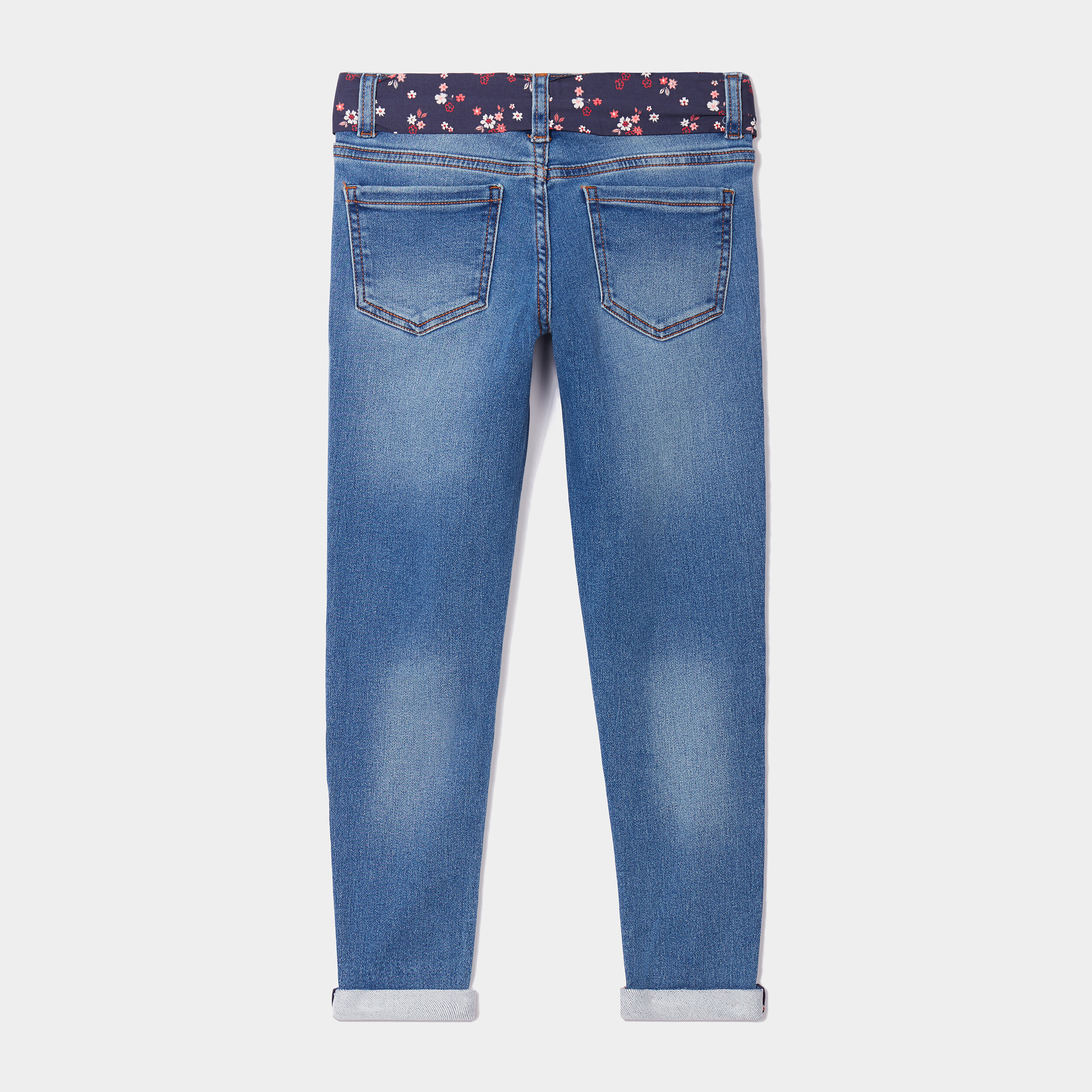 jeans skinny avec ceinture foulard denim stone fille Jeans skinny avec ceinture foulard denim stone fille