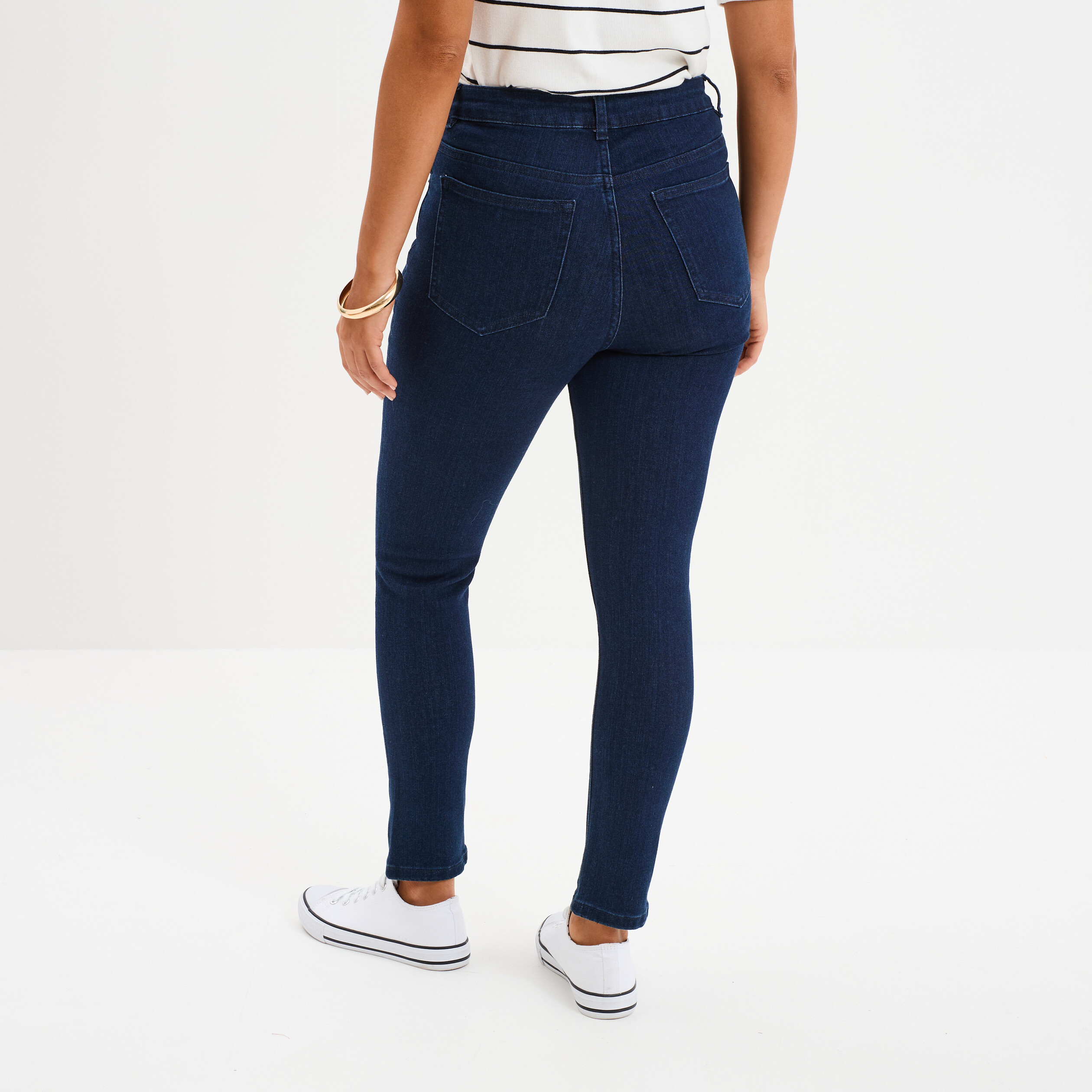 Jeans skinny taille haute cropped denim brut femme