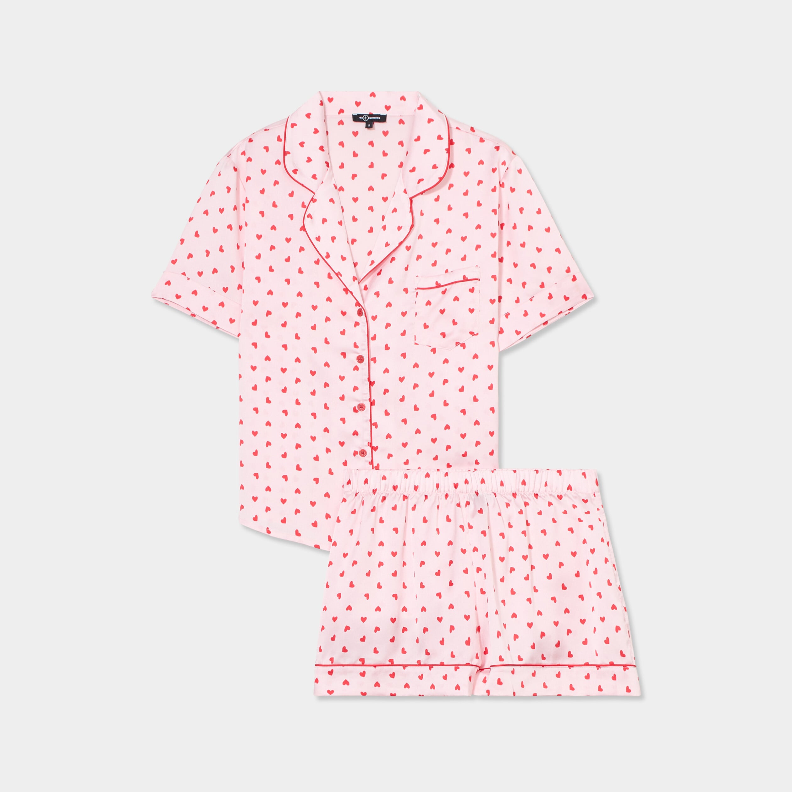 Ensemble pyjama short soyeux 2 pi&egrave;ces rose clair femme