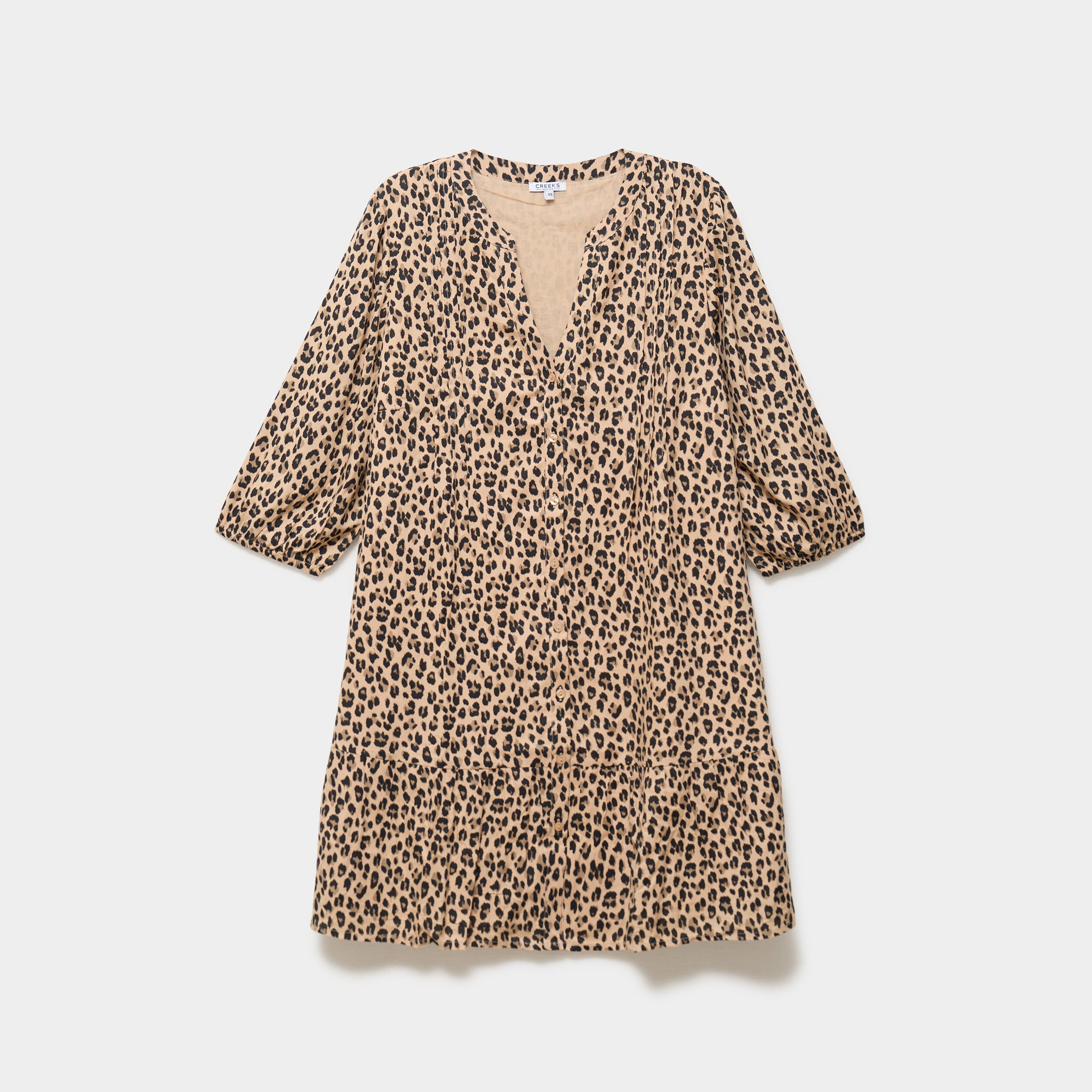 Robe courte fluide &eacute;vas&eacute;e boutonn&eacute;e beige clair femme grande taille