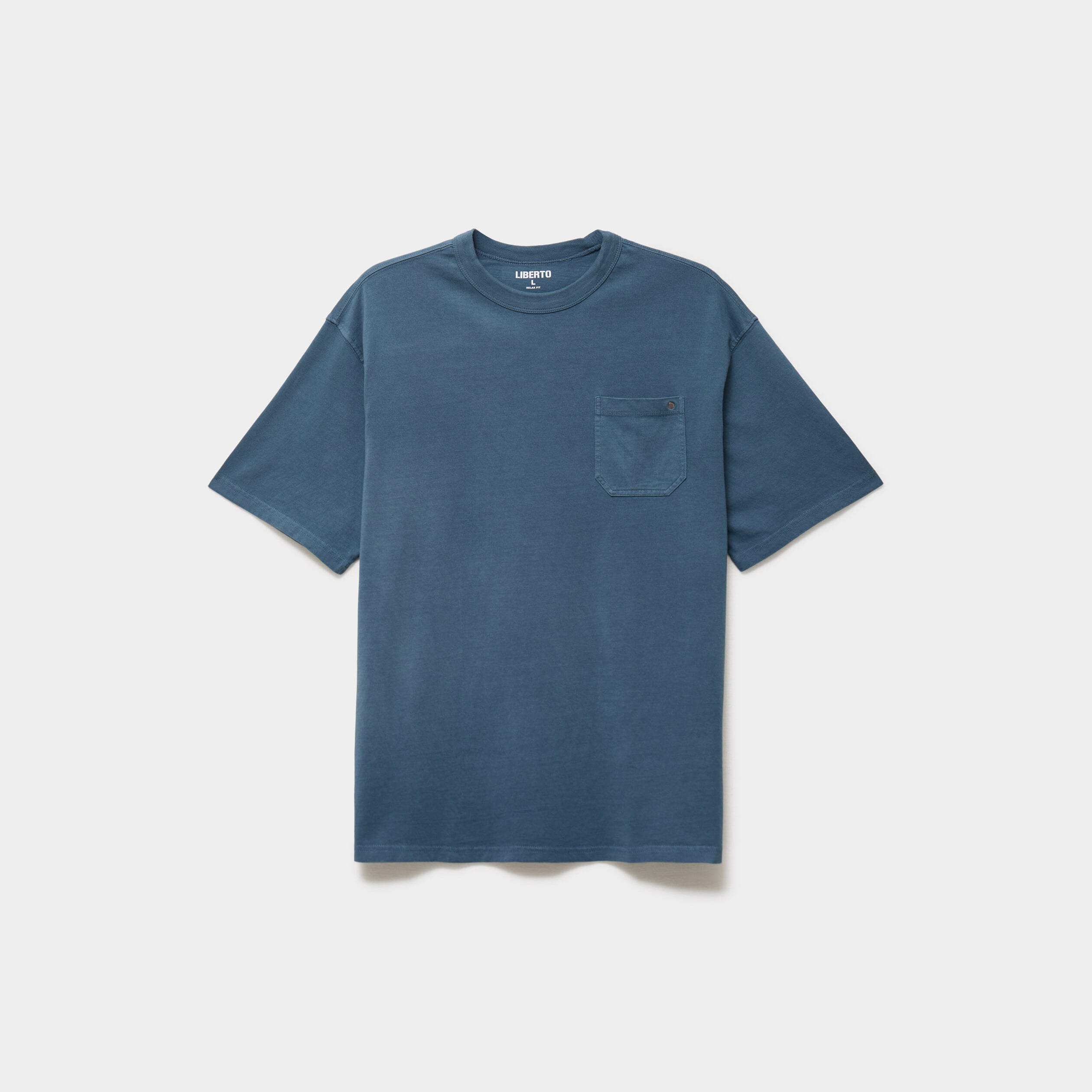 T-shirt droit col rond 1 poche coton vert fonc&eacute; homme