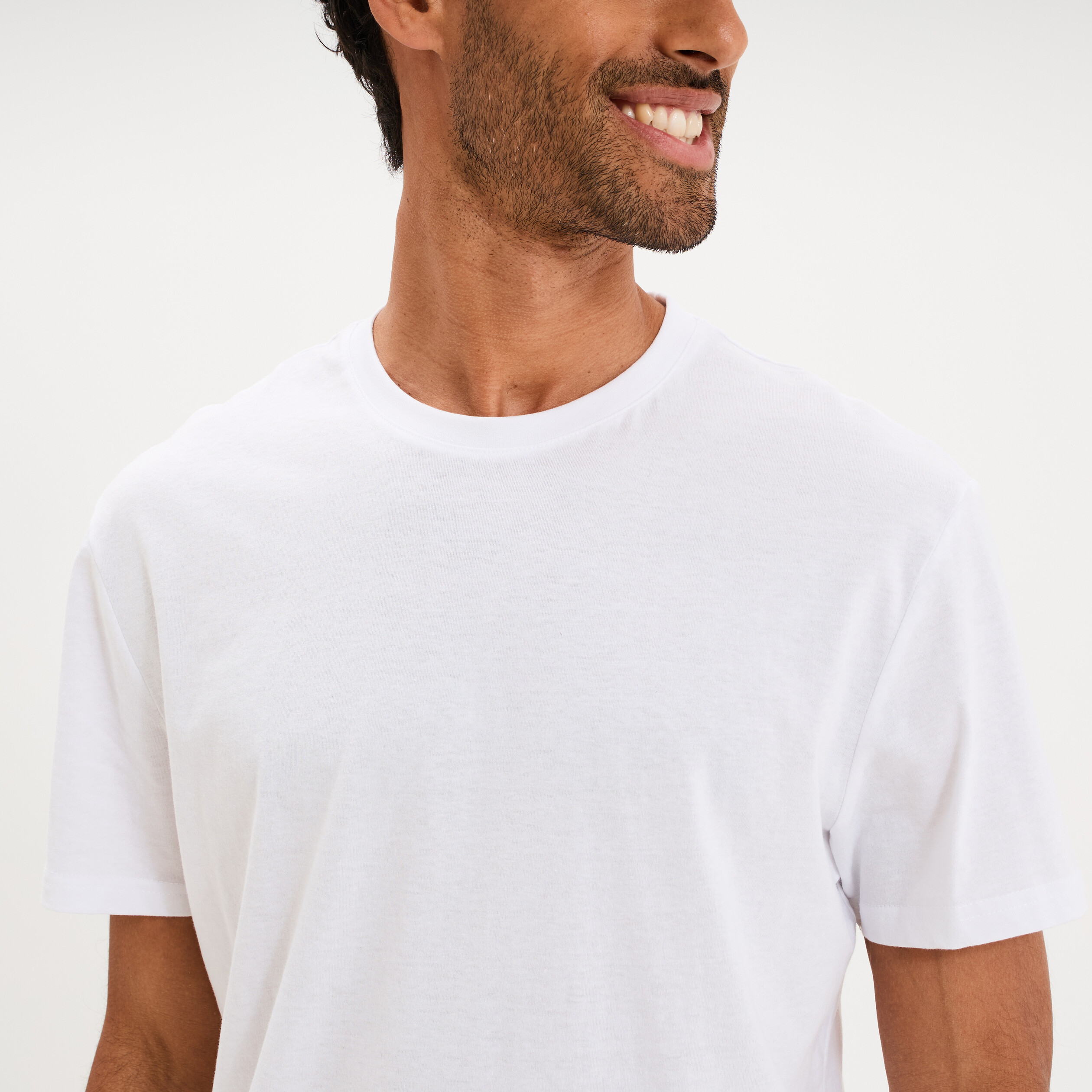 T-shirt droit en coton manches courtes blanc homme