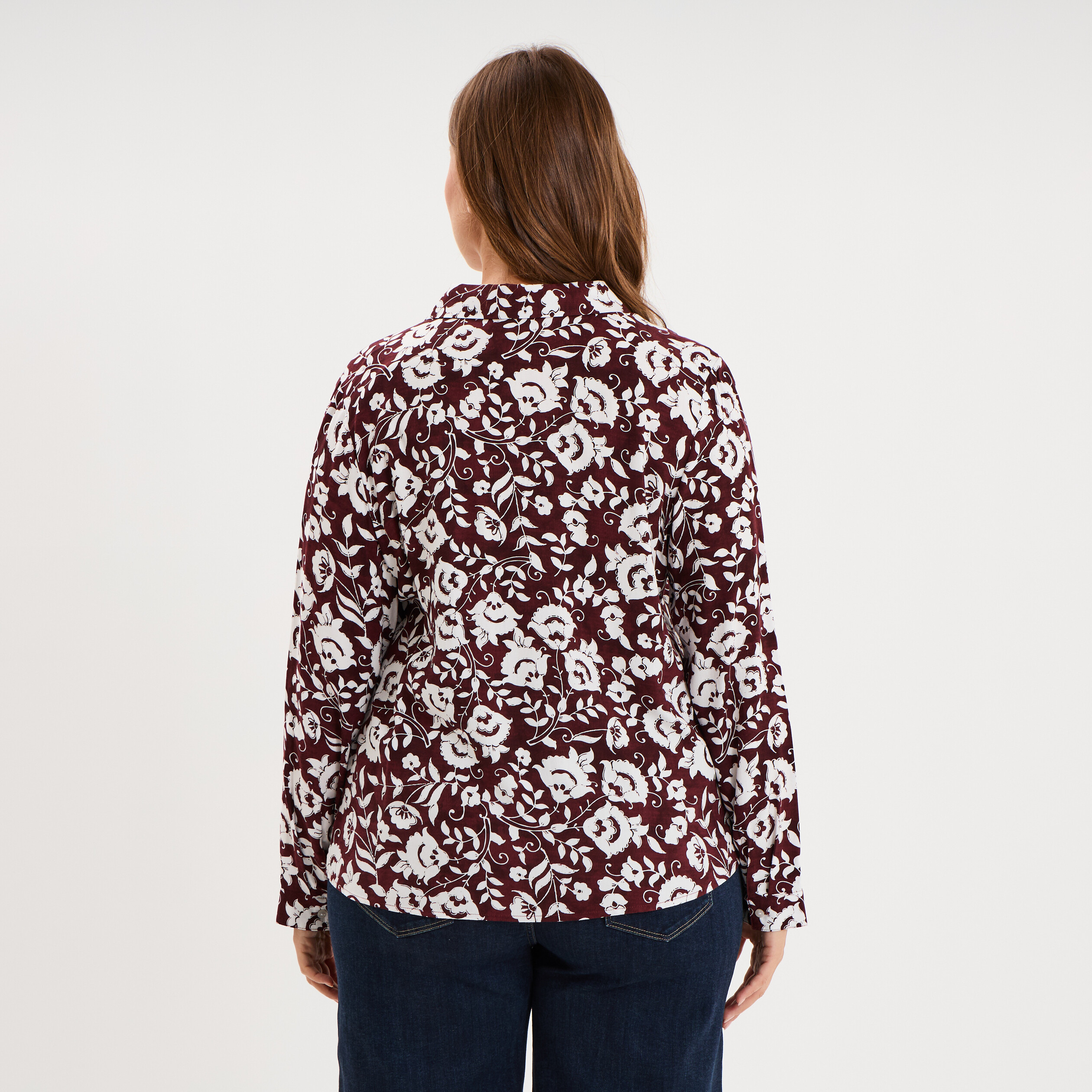 Blouse fluide manches 3/4 bordeaux femme grande taille