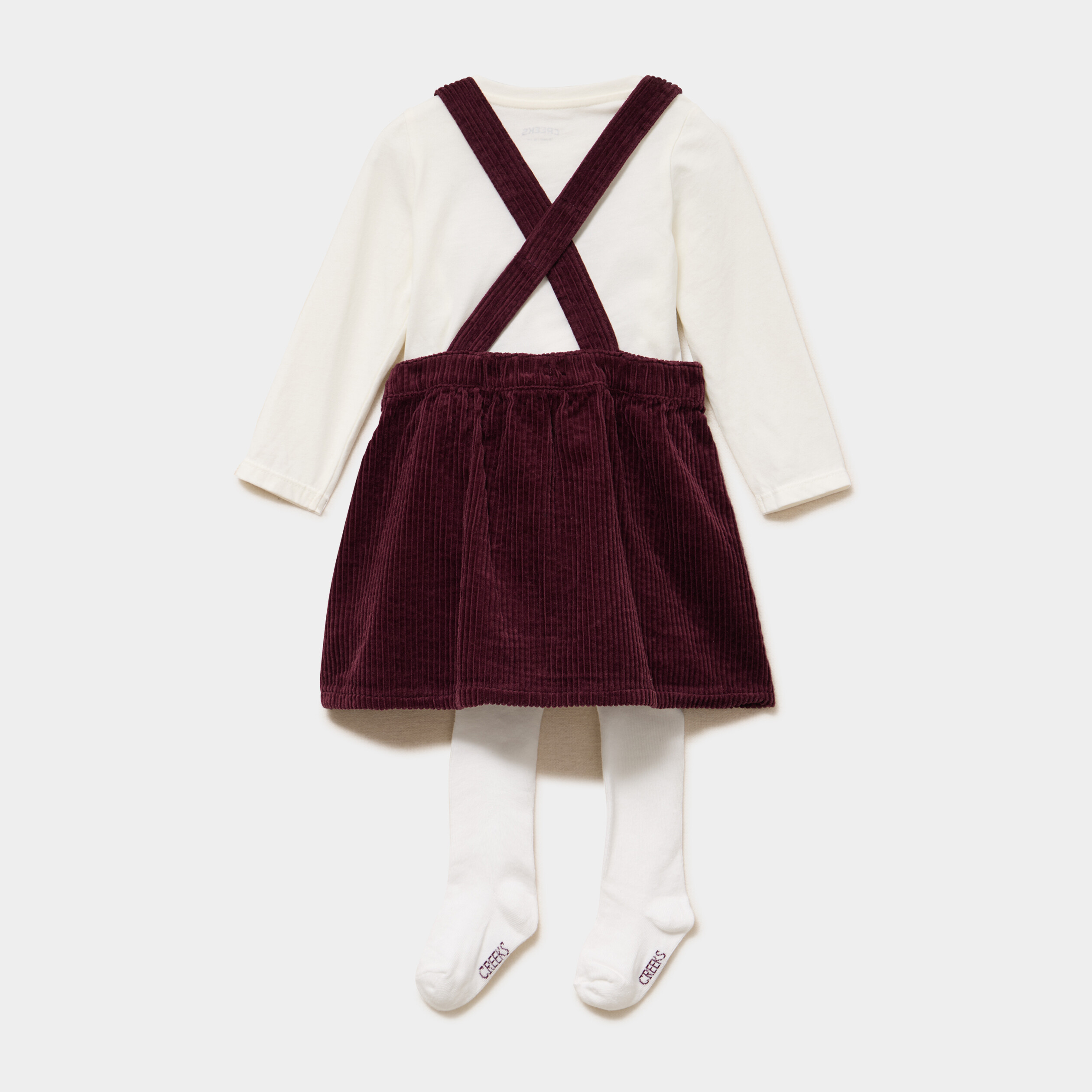 Ensemble 3 pi&egrave;ces avec robe velours violet fonc&eacute; b&eacute;b&eacute; fille
