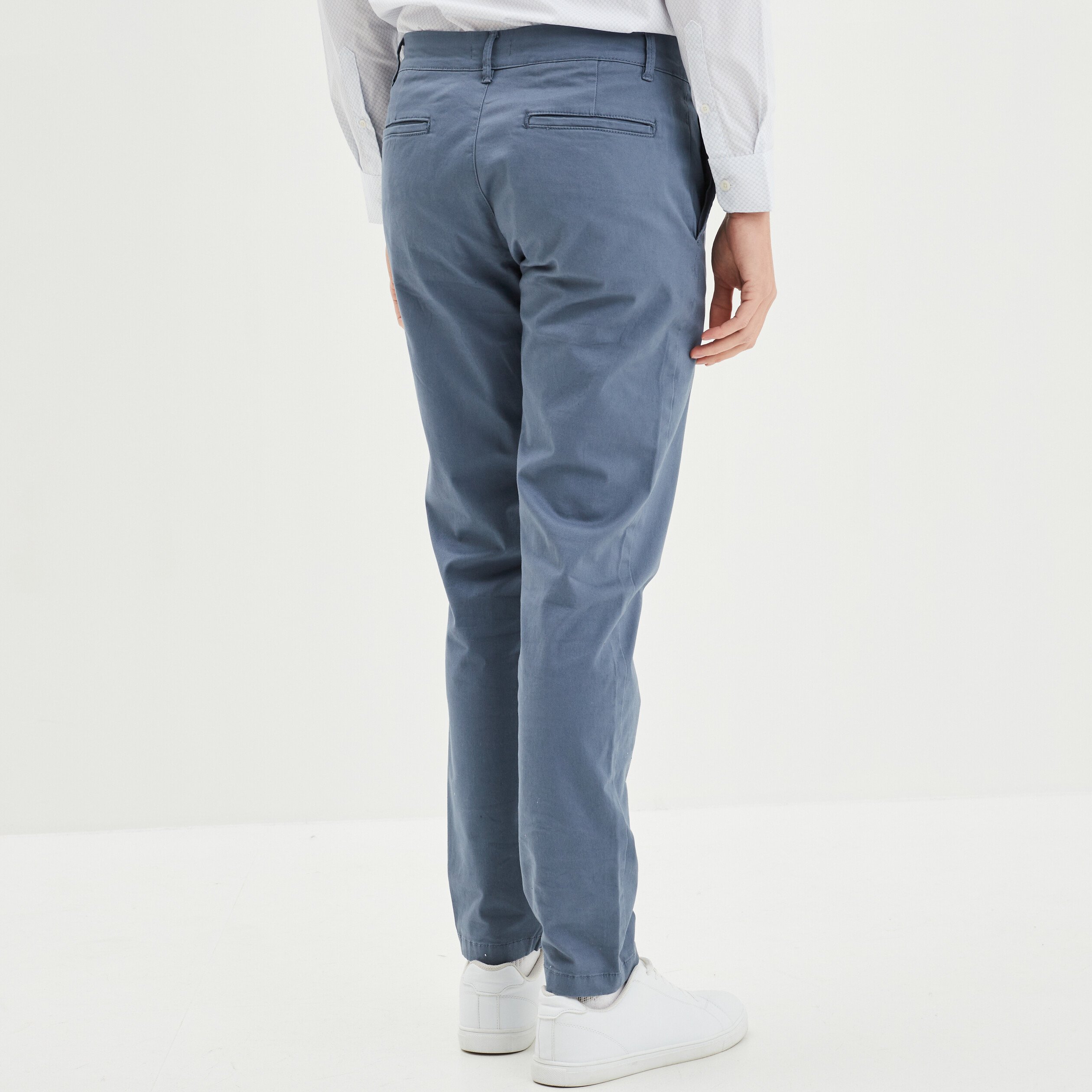 pantalon chino slim coton bleu gris homme Pantalon chino slim coton bleu gris homme