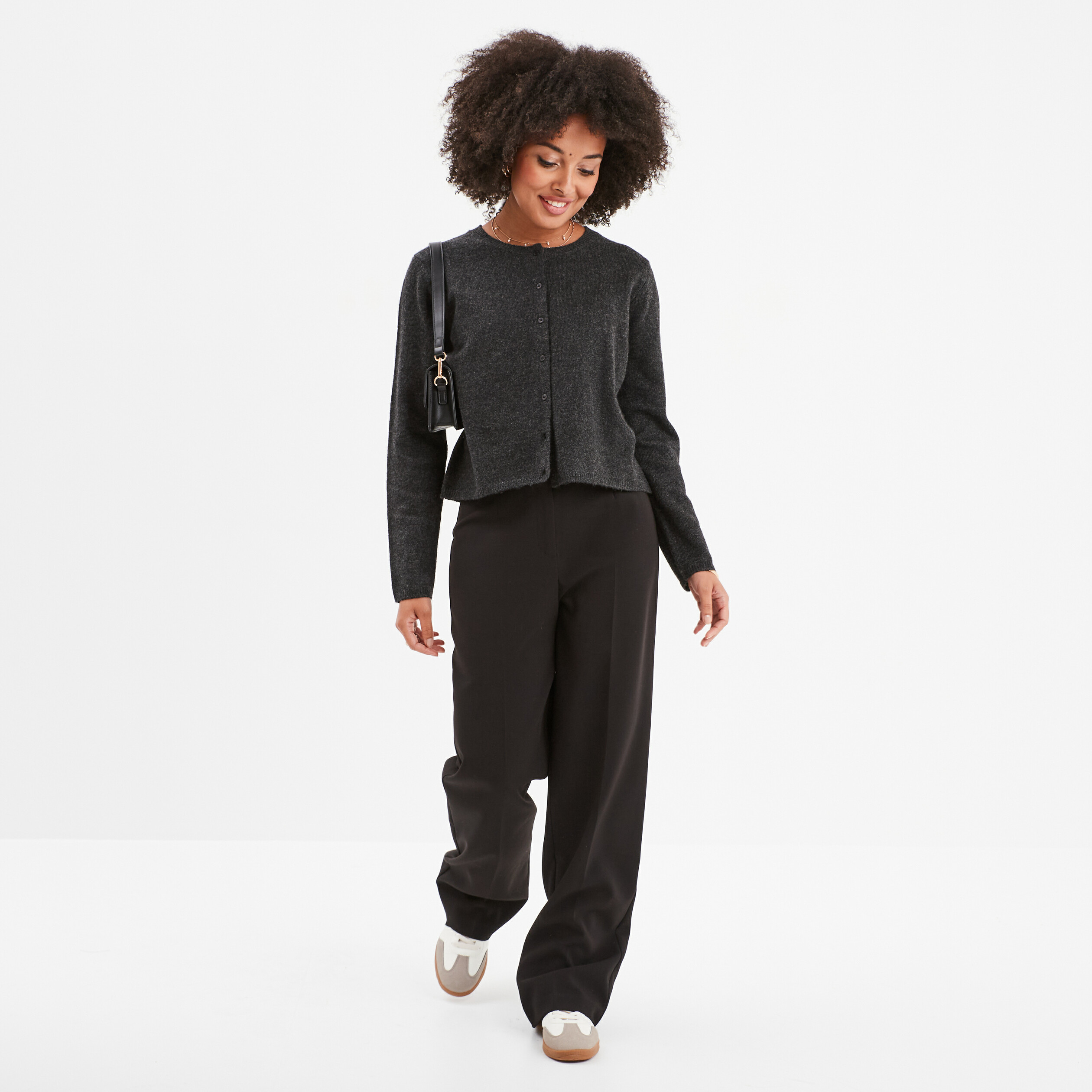pantalon droit taille haute noir femme Pantalon droit taille haute noir femme