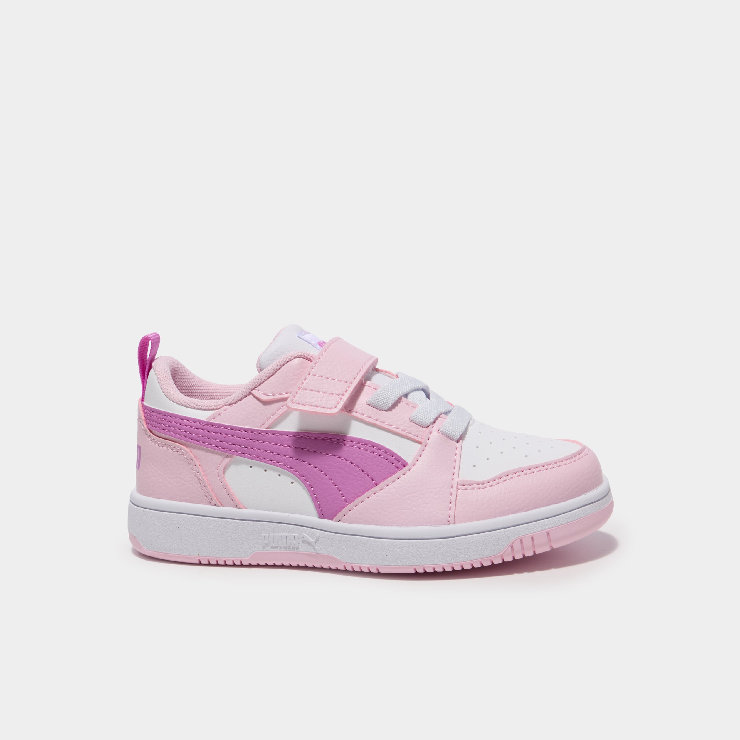 Tennis scratchs &agrave; lacets Puma Rebound V6 rose clair fille