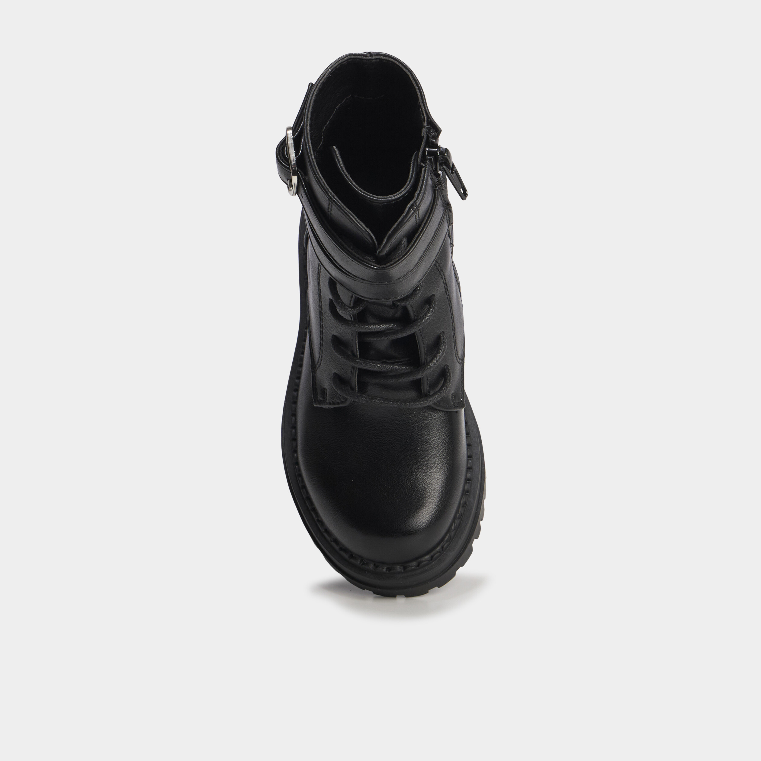Boots &agrave; boucles et lacets noir fille