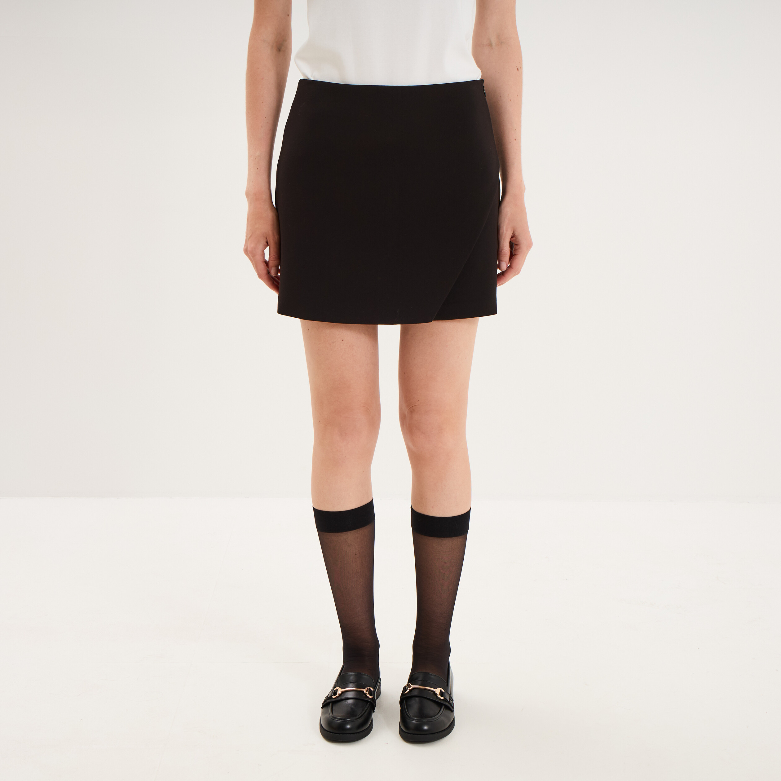Jupe-short portefeuille courte noir femme