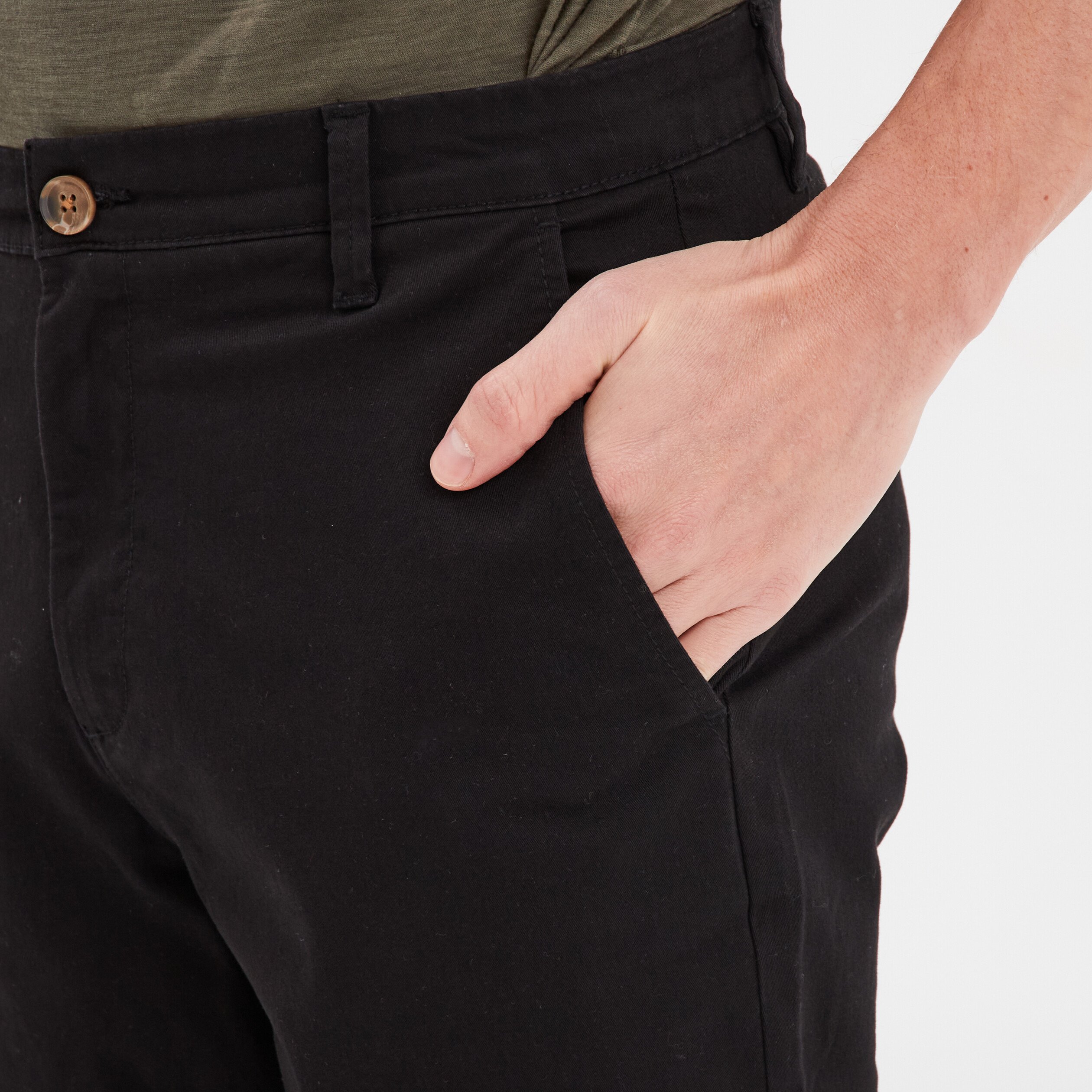 pantalon chino droit stretch noir homme Pantalon chino droit stretch noir homme