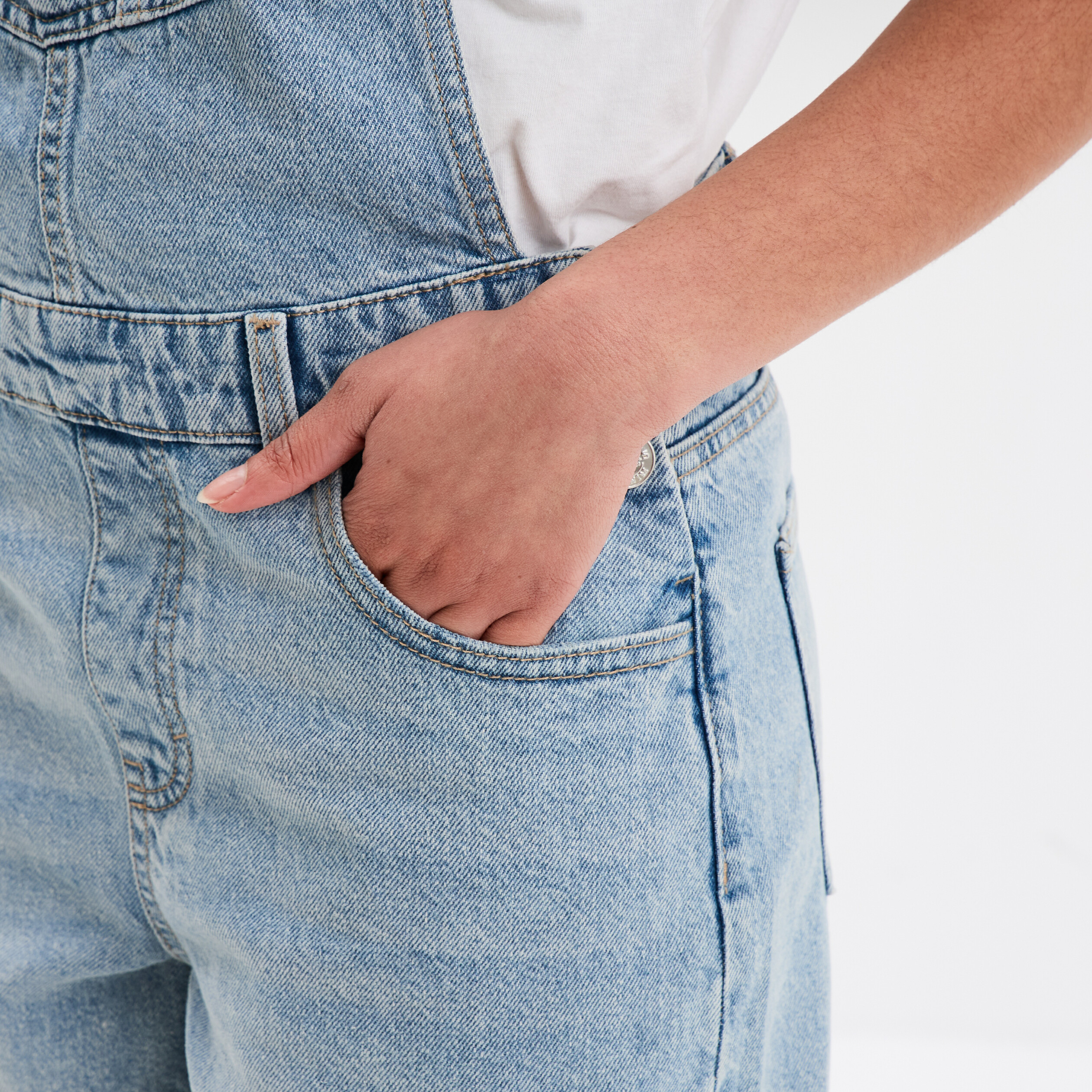 combishort en jean coton denim triple stone femme Combishort en jean coton denim triple stone femme
