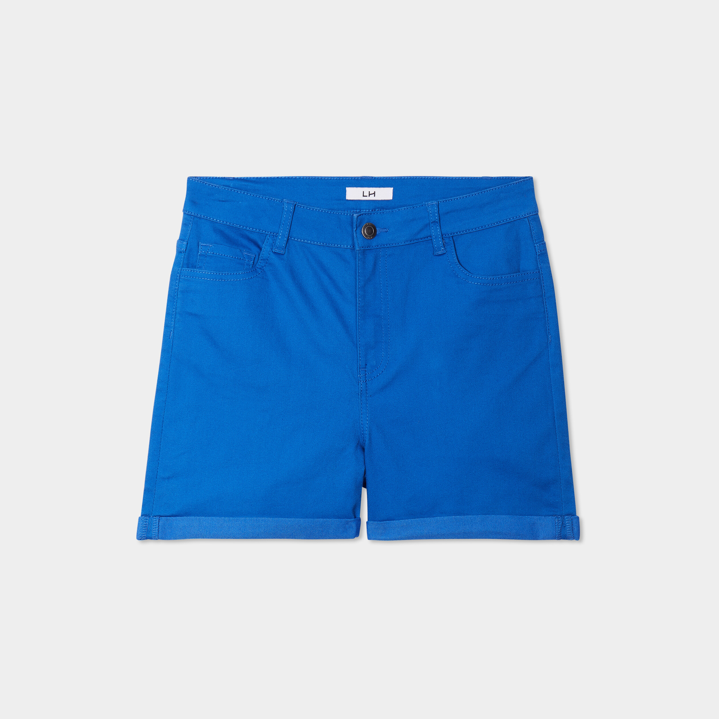 Short en jean slim coton stretch bleu roi femme