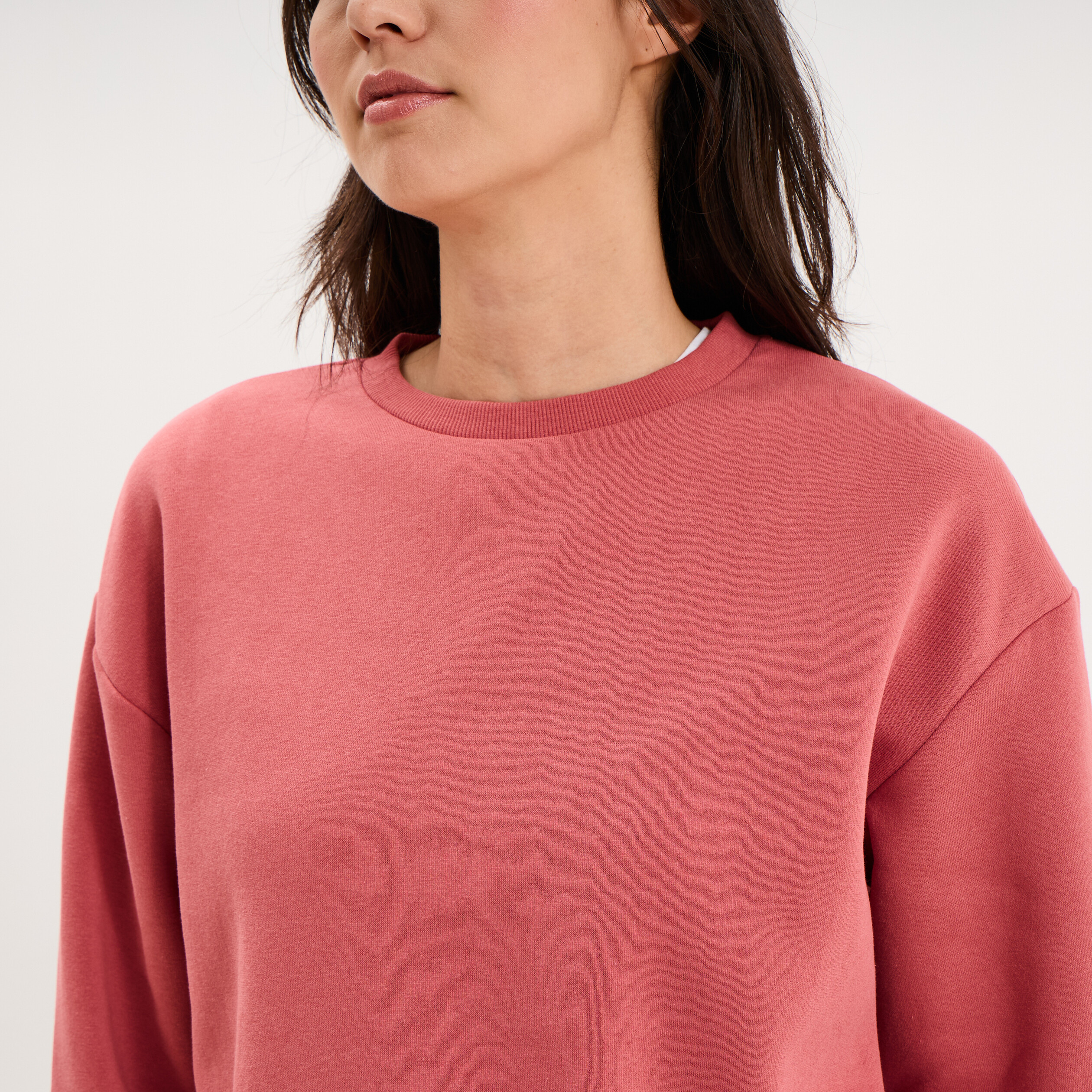 Sweat col rond manches longues vieux rose femme