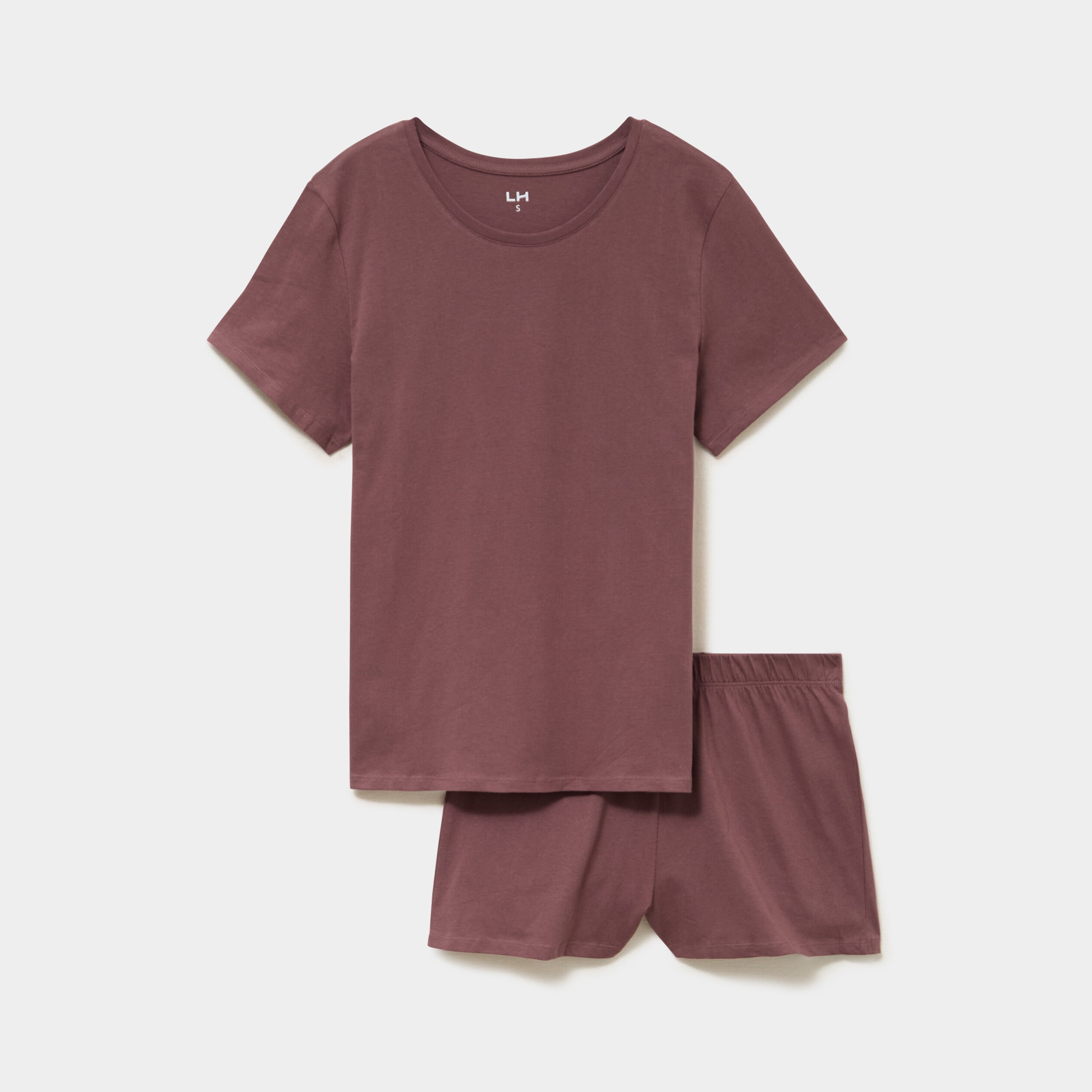 Ensemble pyjama short t-shirt coton marron chocolat femme