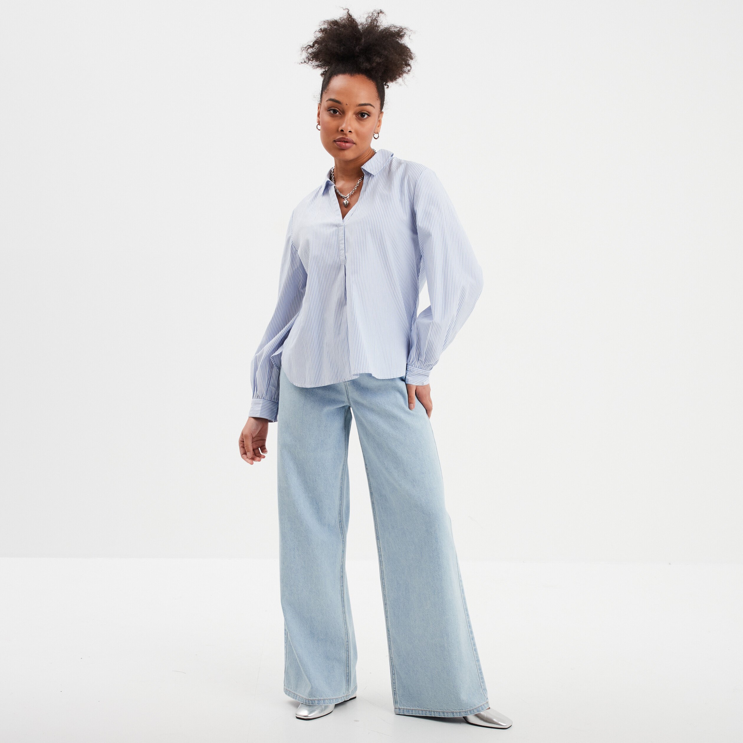 blouse col polo en popeline blanc femme Blouse col polo en popeline blanc femme
