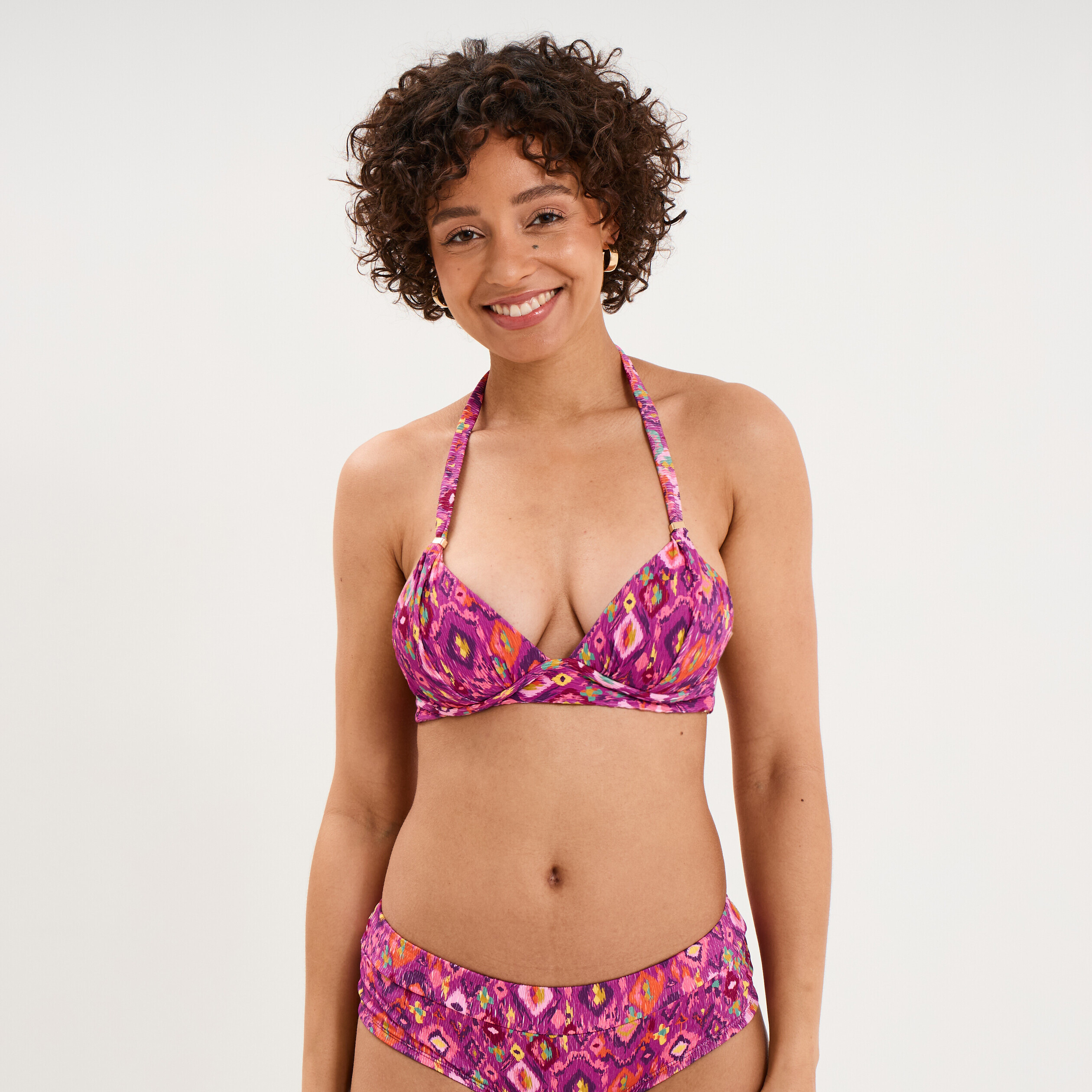 Haut de maillot de bain padd&eacute; violet femme