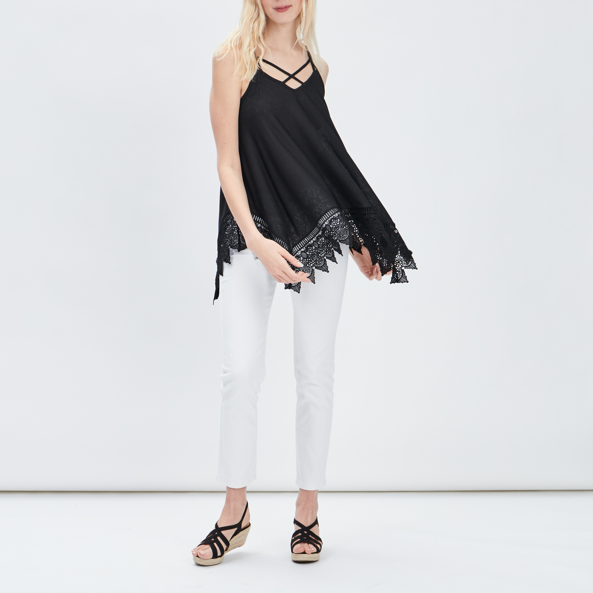 debardeur large asymetrique mosquitos noir femme Débardeur large asymétrique Mosquitos noir femme