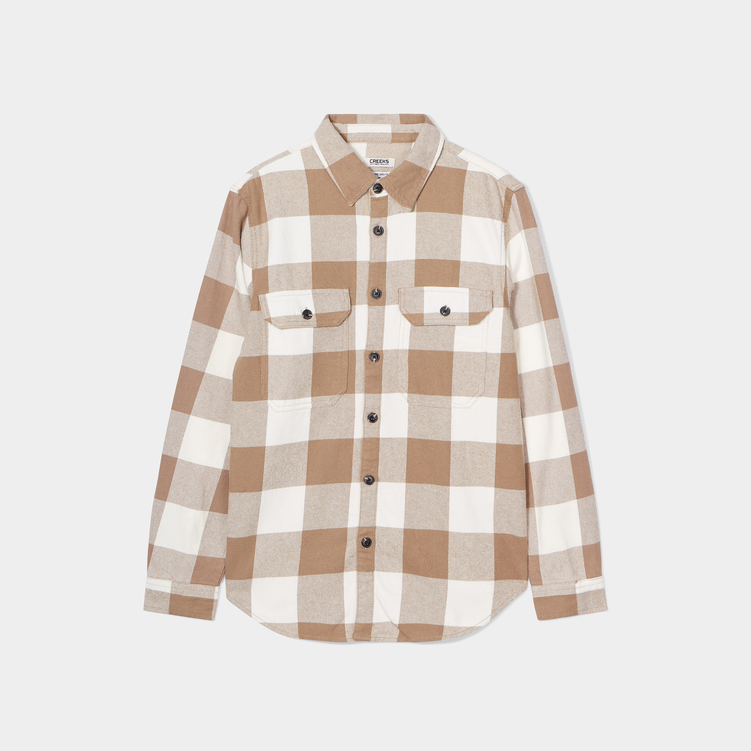 Surchemise coton manches longues Creeks beige homme