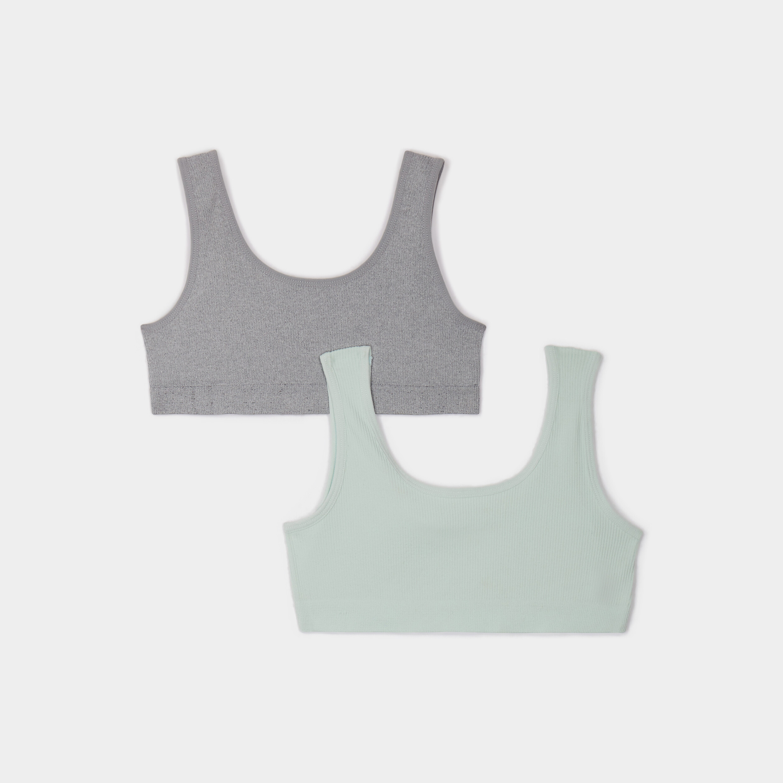 Lot 2 brassi&egrave;res bretelles larges gris clair fille