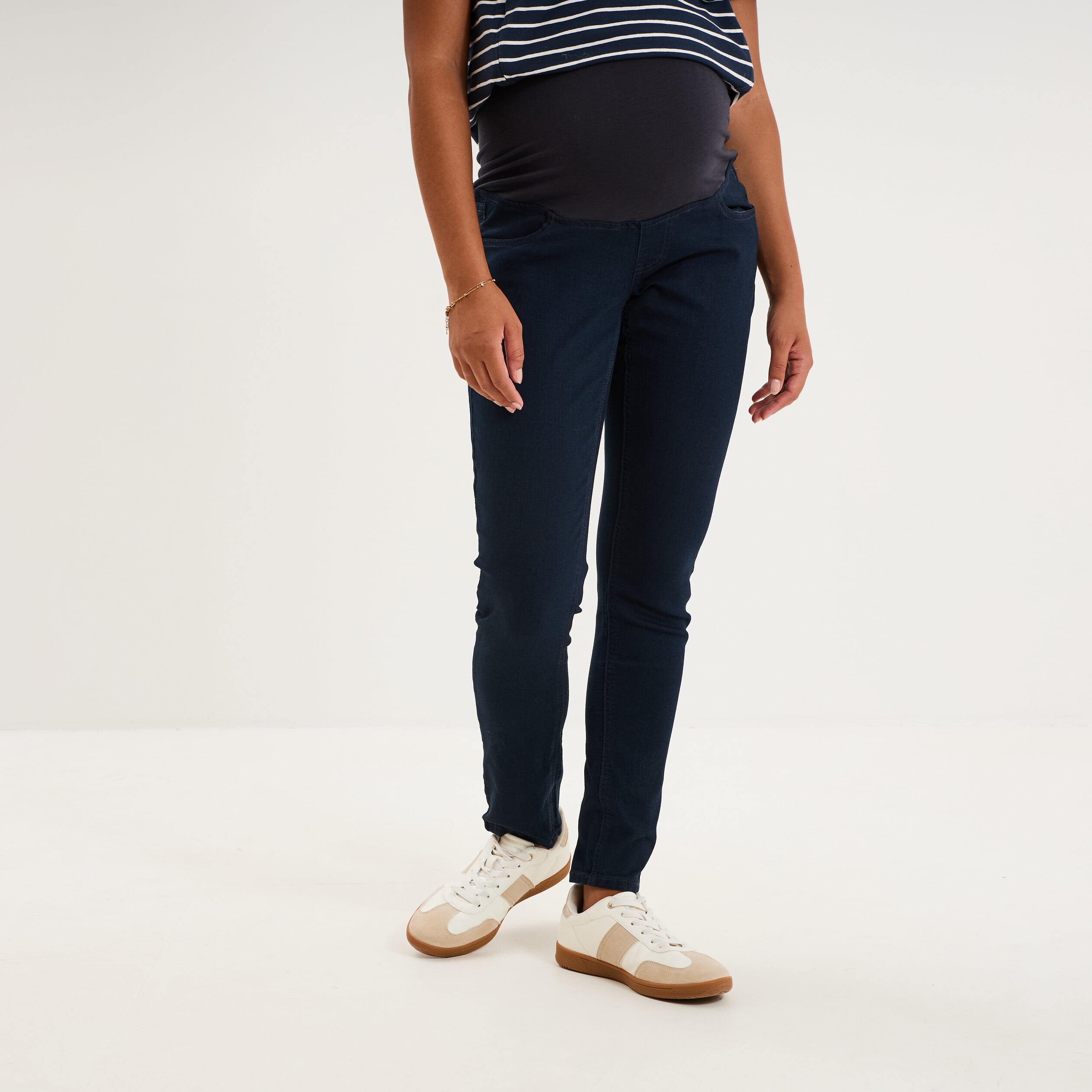 Jegging grossesse confort avec bandeau denim blue black femme maternit&eacute;