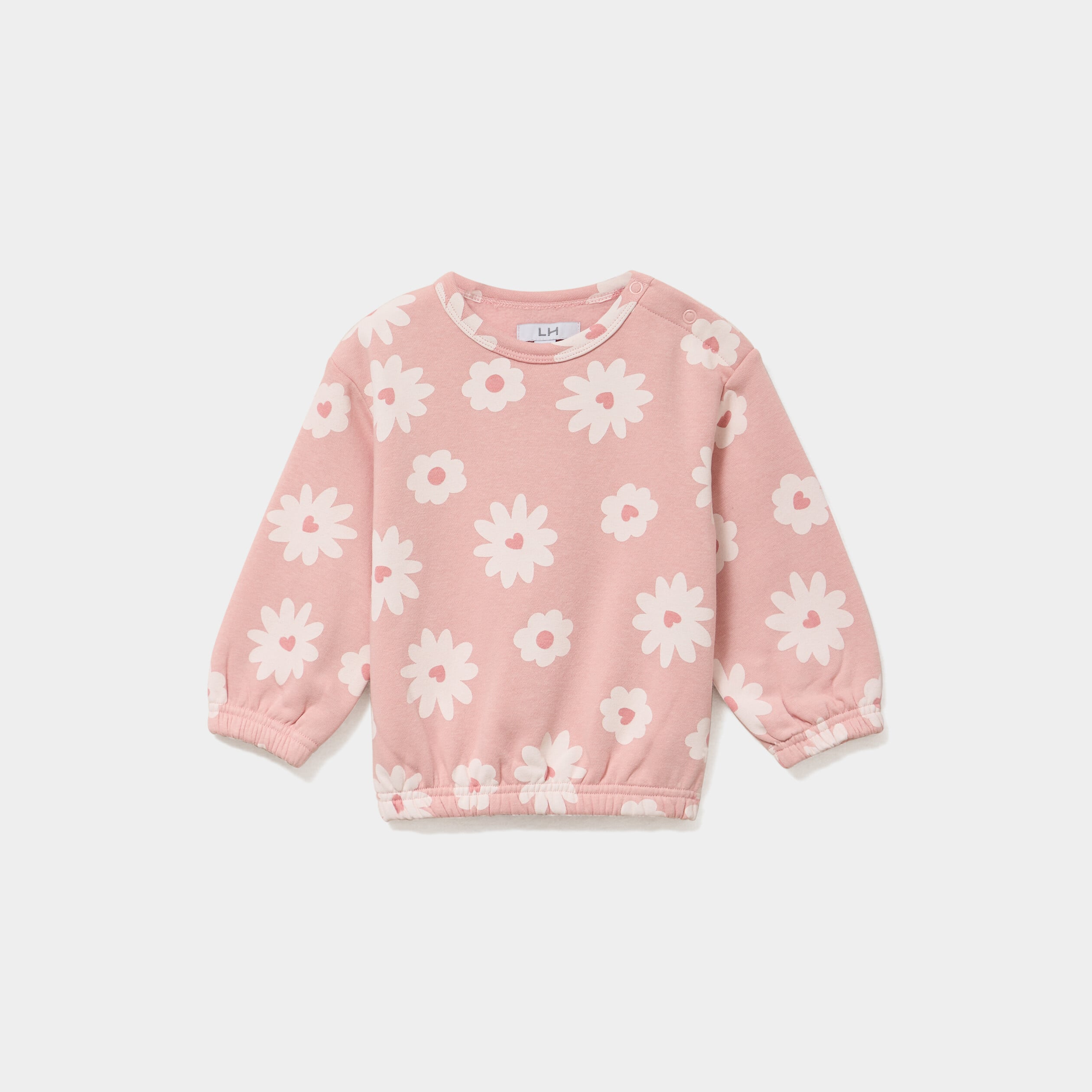 Sweat molletonn&eacute; manches longues rose b&eacute;b&eacute; fille