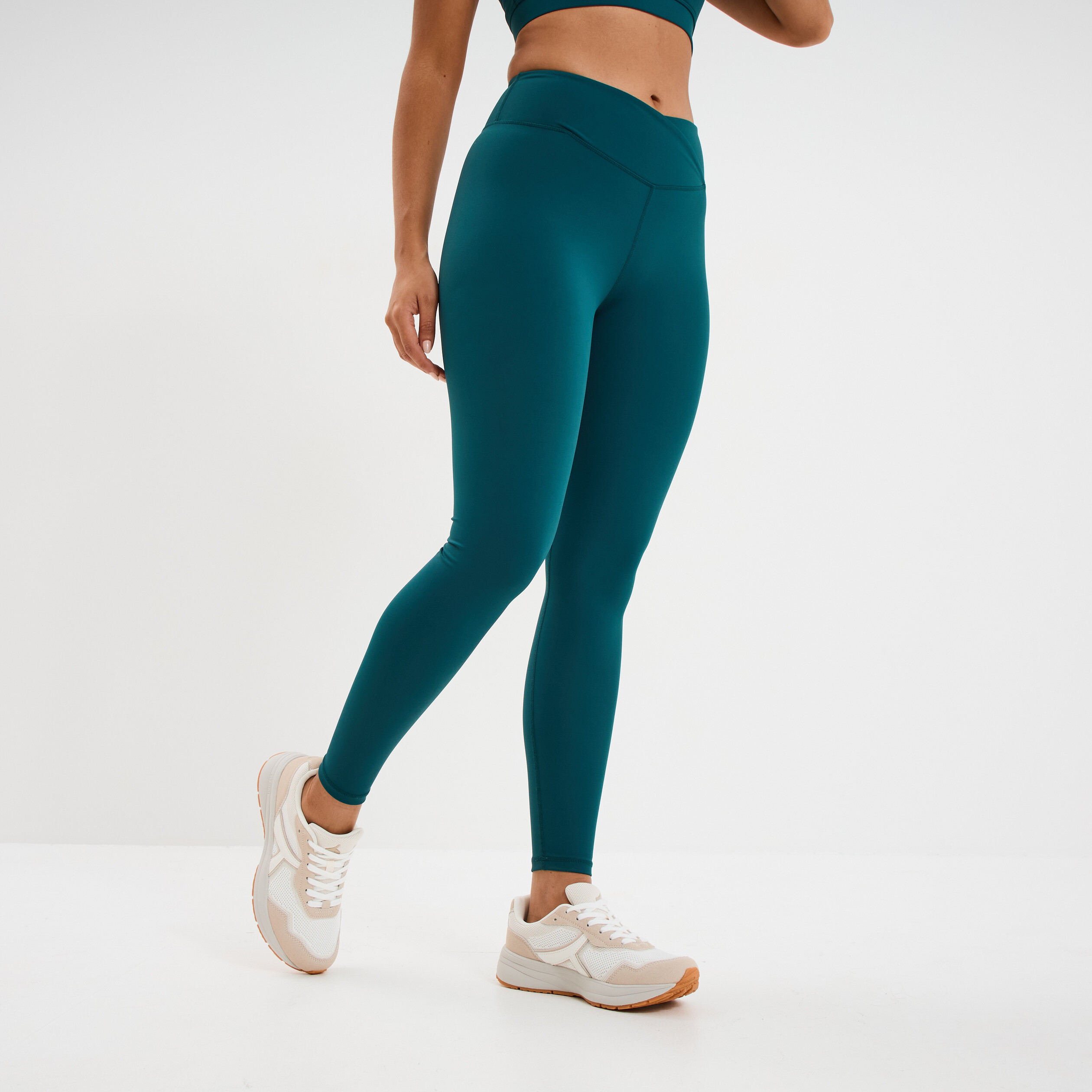 Legging de sport taille haute vert canard femme La Halle