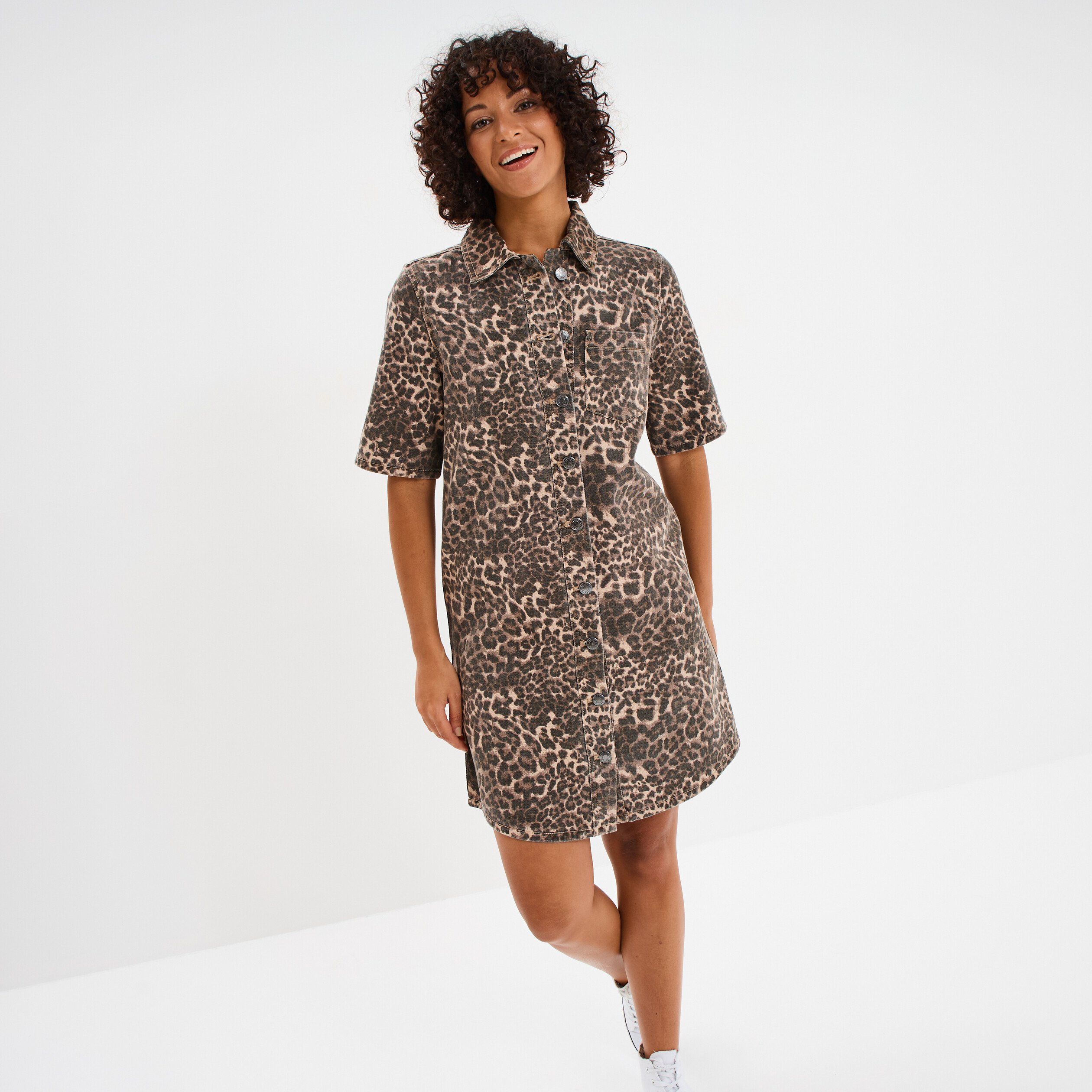 robe chemise boutonnee en jean coton marron femme Robe chemise boutonnée en jean coton marron femme