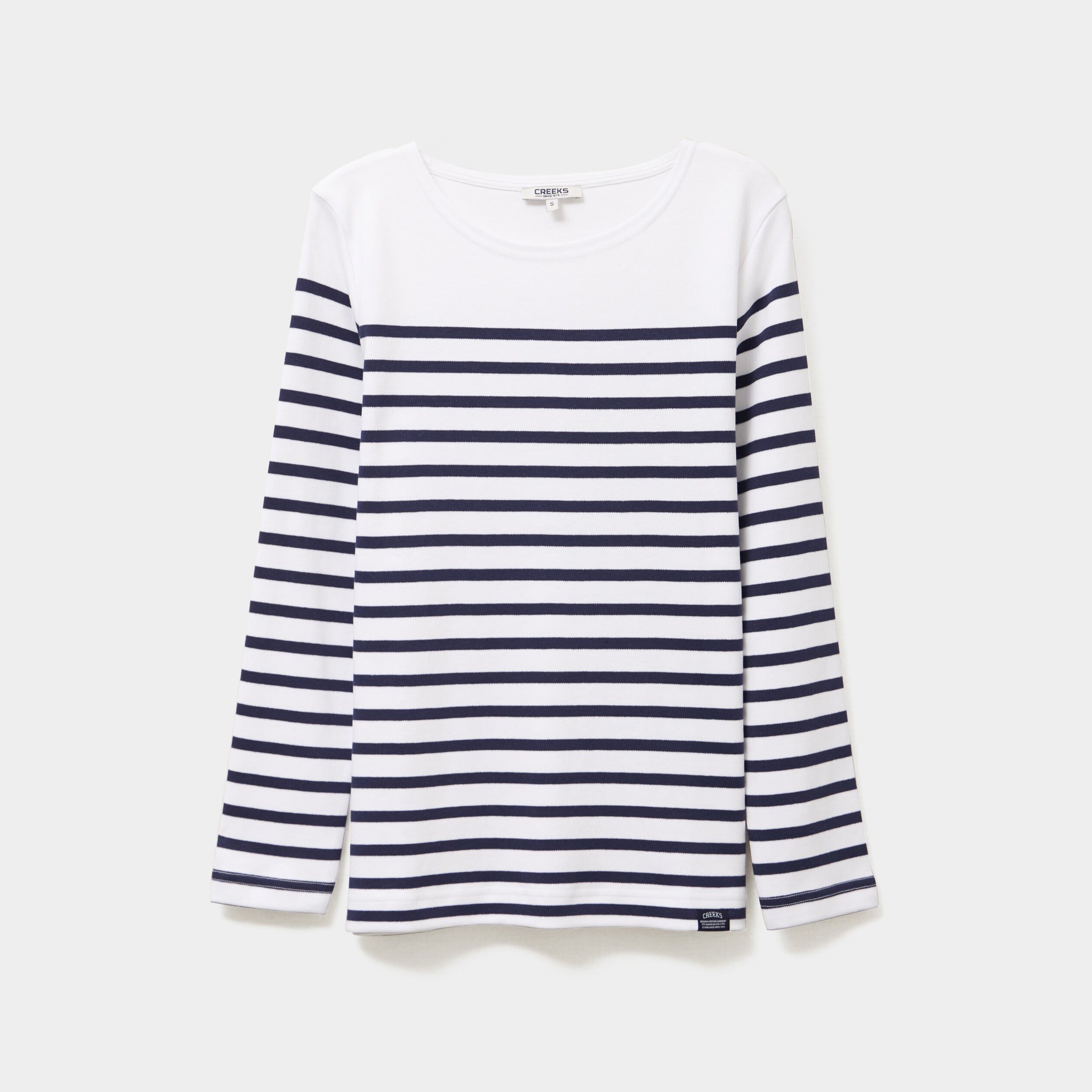 T-shirt marini&egrave;re manches longues coton blanc femme
