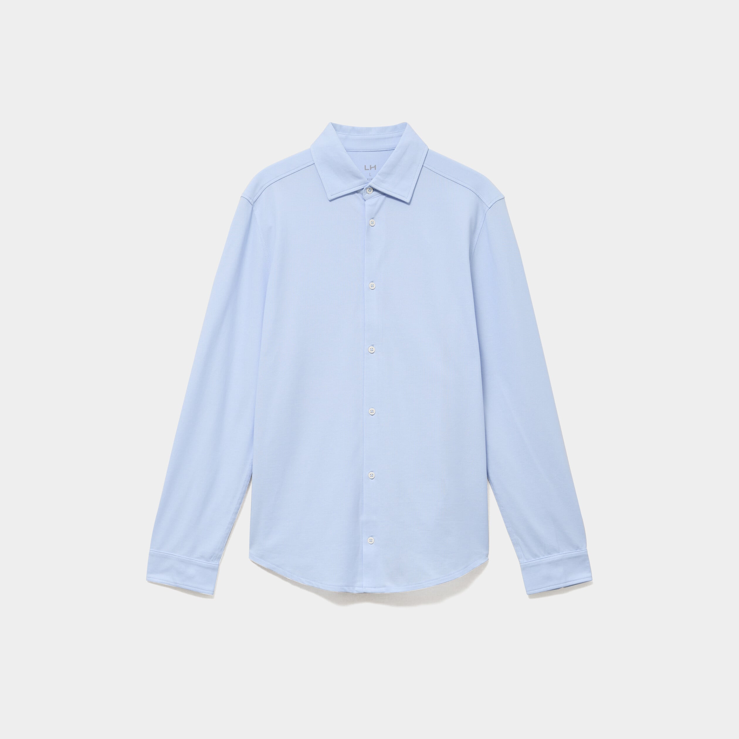 Chemise droite &agrave; manches longues bleu ciel homme