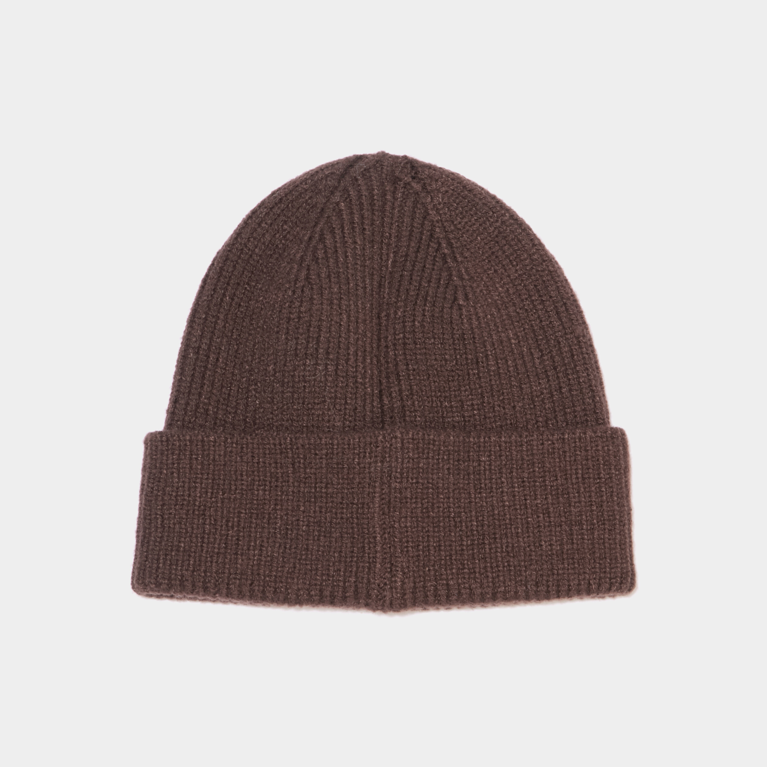 Bonnet avec bord &agrave; revers tricot&eacute; marron fonc&eacute; homme