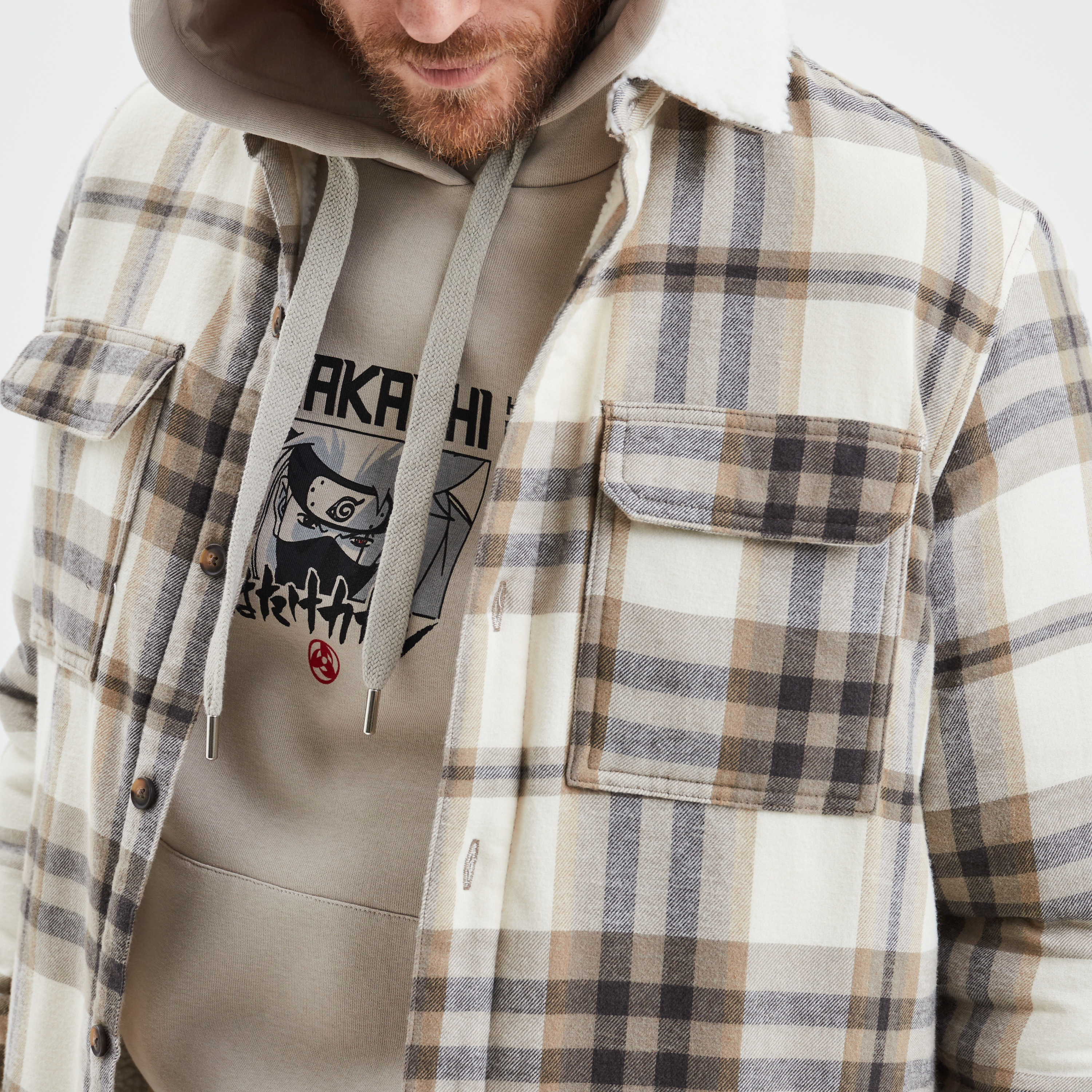 Veste Chemise Homme Chemise Beige A Carreaux Surchemise Carreaux Doublée  Effet Sherpa Beige Homme La Halle