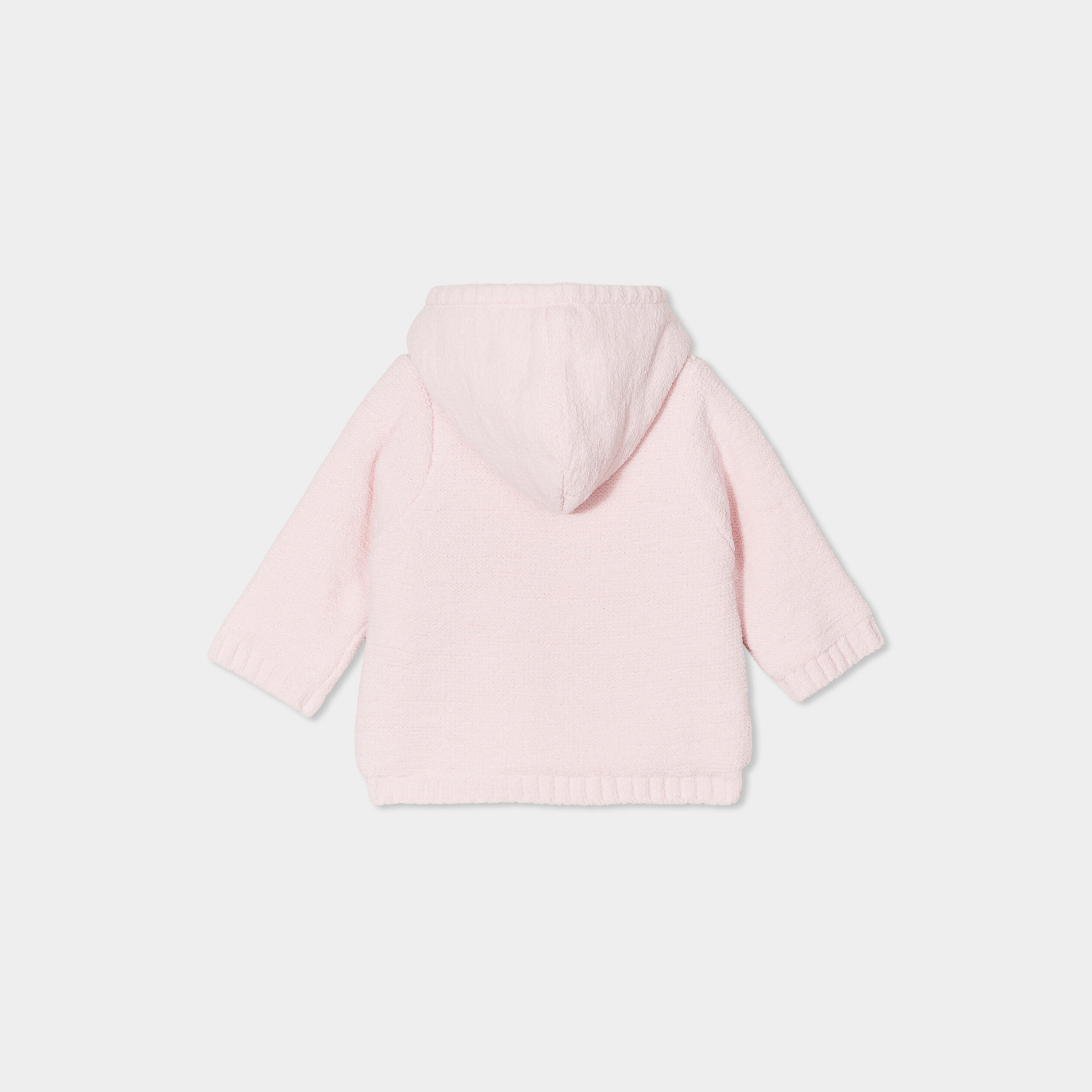 Gilet fourré torsades à capuche Creeks rose clair bébé fille