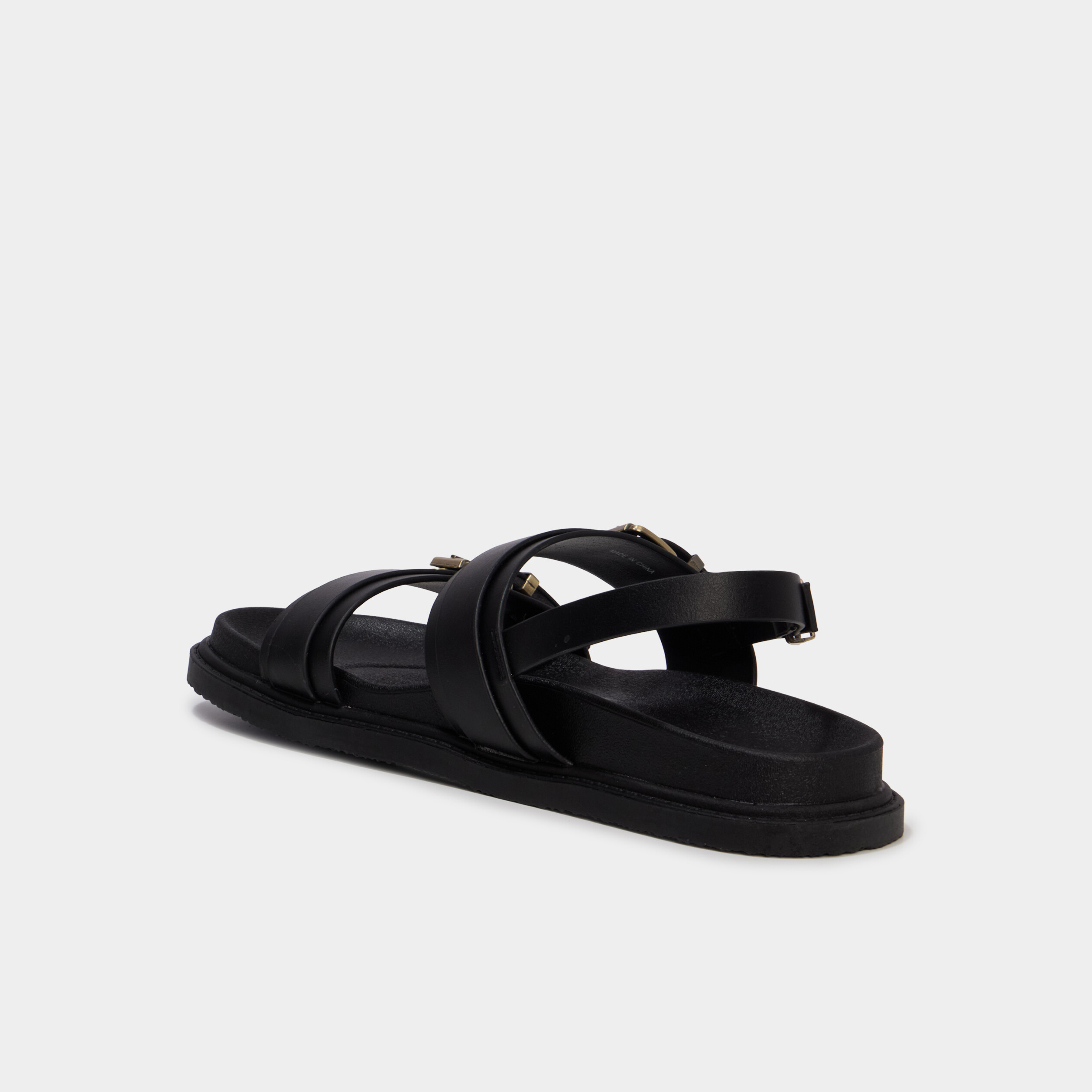 Sandales &agrave; boucles noir femme