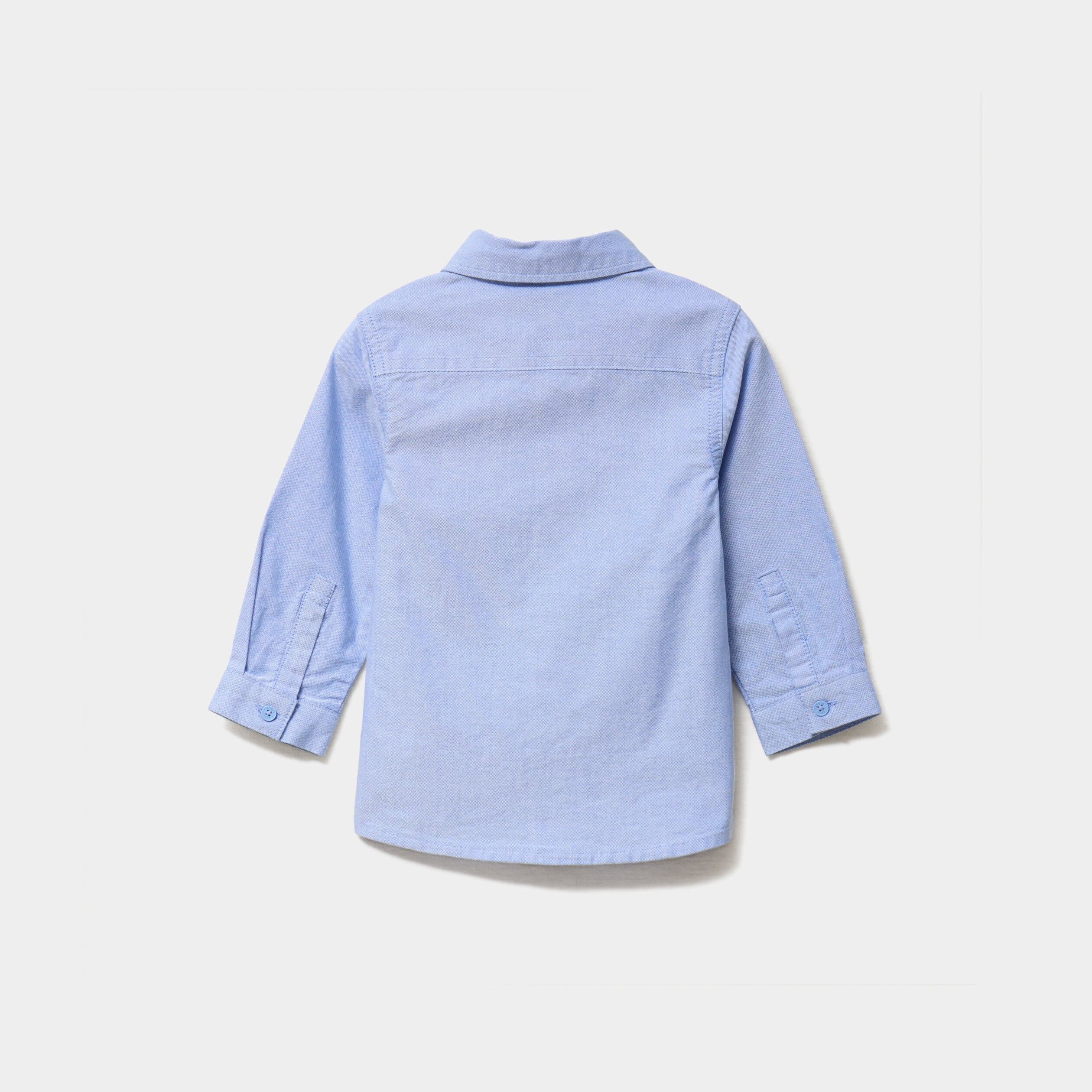 Chemise manches longues coton bleu ciel b&eacute;b&eacute; gar&ccedil;on