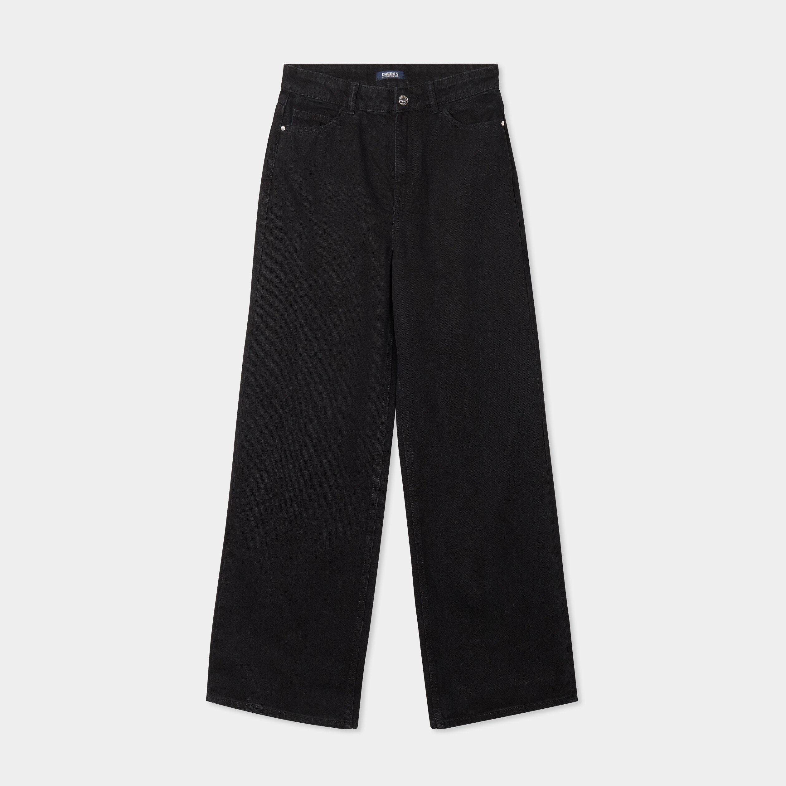 jeans large coton denim noir femme Jeans large coton denim noir femme