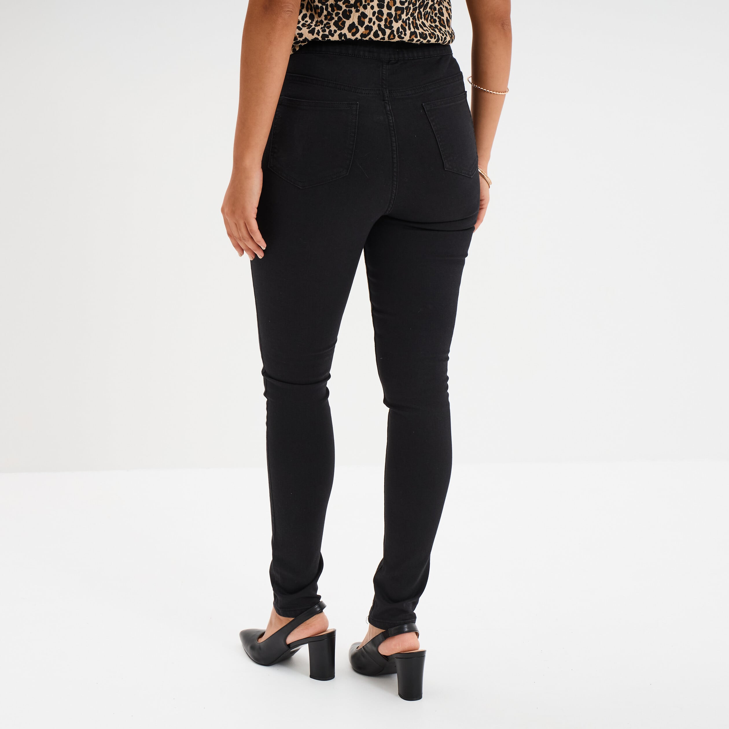 Jegging taille haute denim noir femme