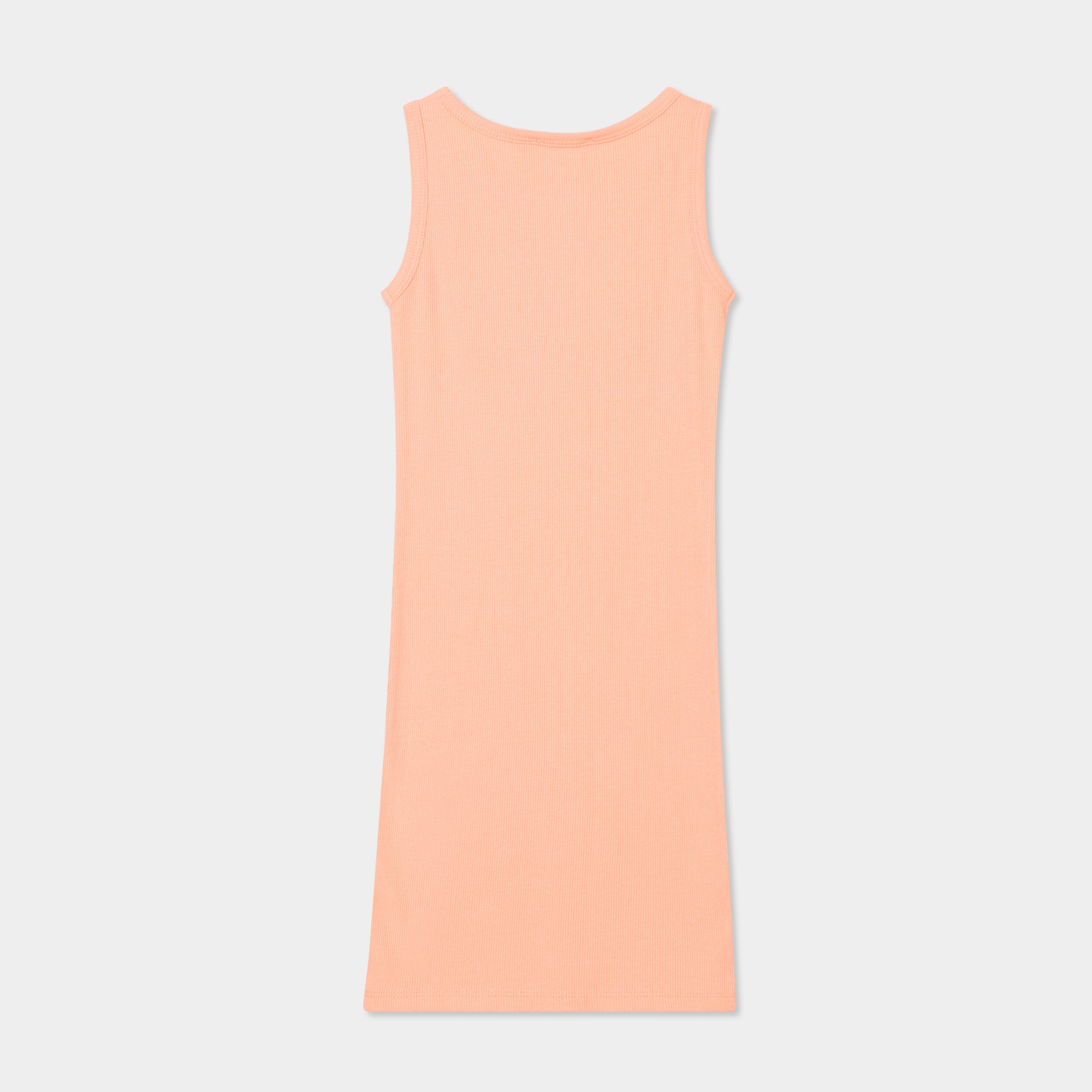 robe maille cotelee sans manches coton rose saumon fille Robe maille côtelée sans manches coton rose saumon fille