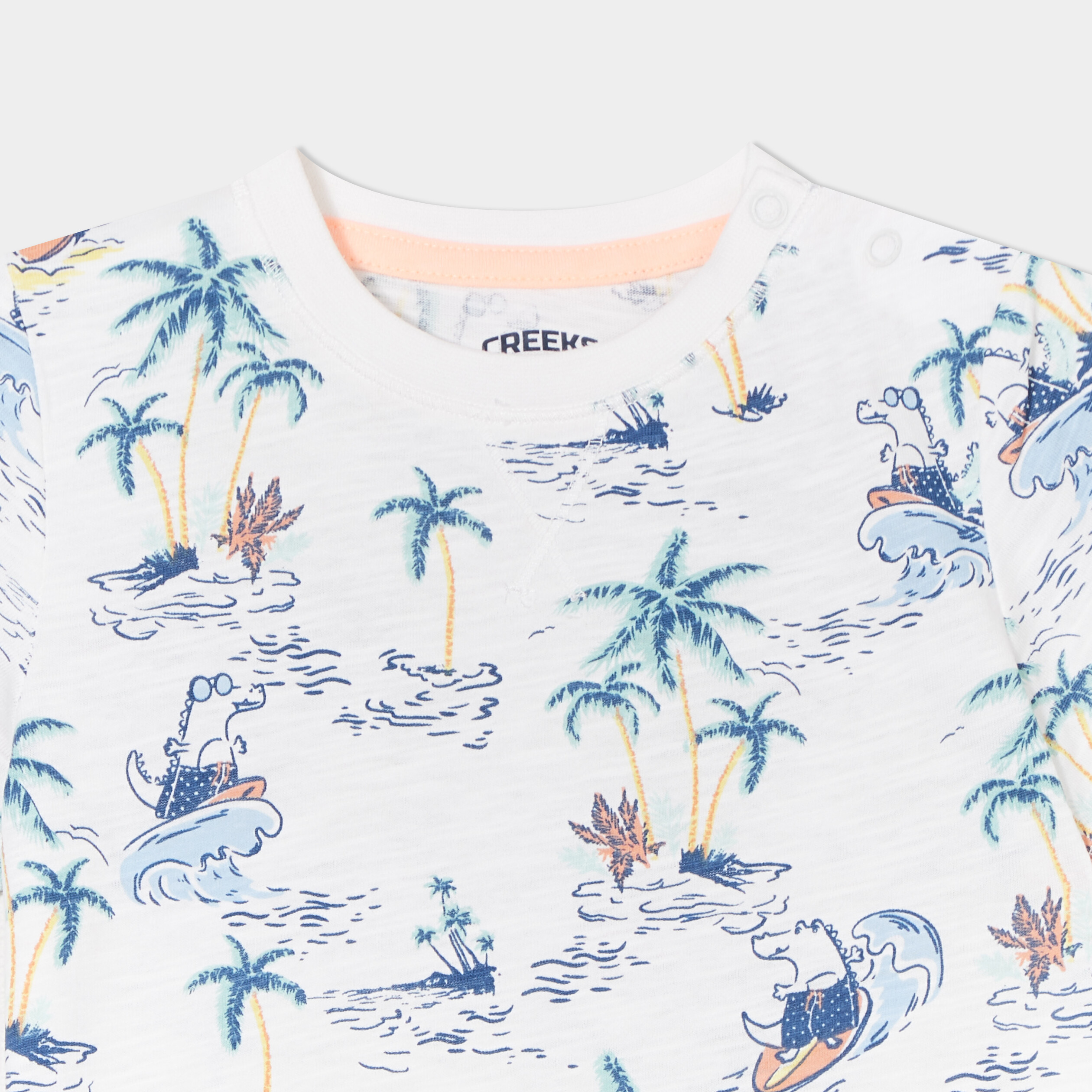t shirt manches courtes coton creeks ecru bebeg T-shirt manches courtes coton Creeks ecru bébé garçon