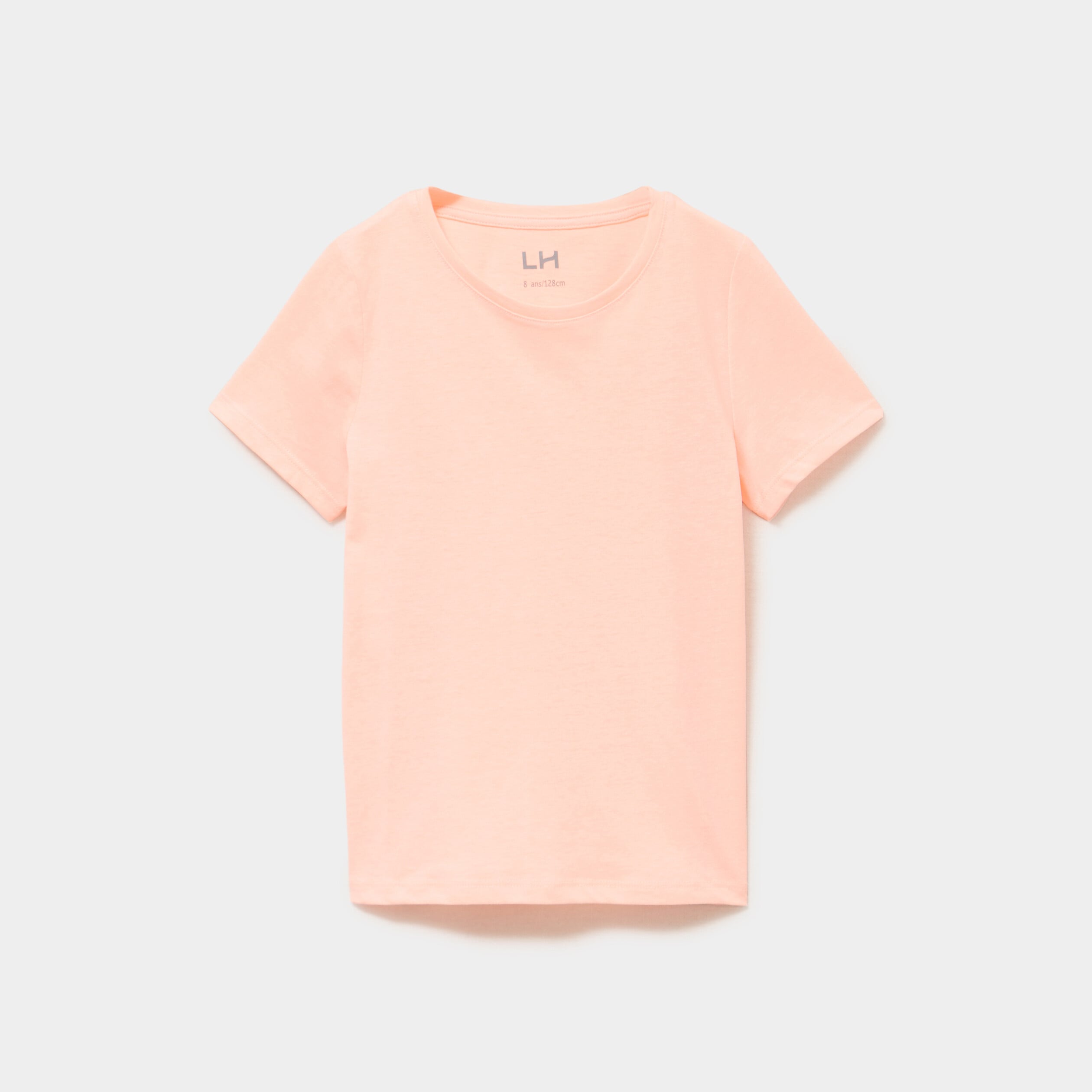 T-shirt col rond manches courtes orange fluo fille