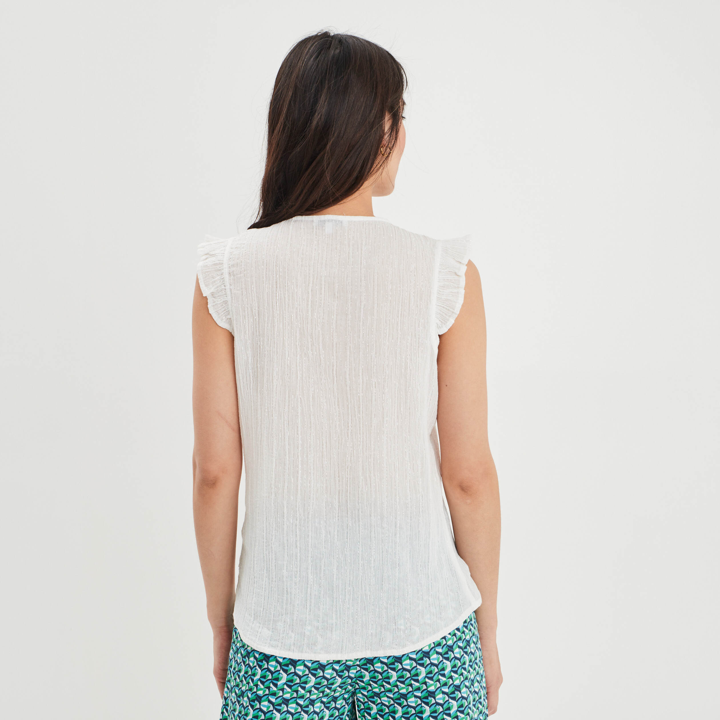 chemise sans manches avec cordons blanc femme Chemise sans manches avec cordons blanc femme